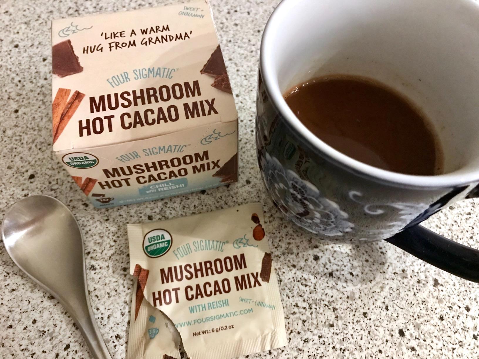 Four Sigmatic Calm Mushroom Cacao Mix | Organic Instant Cacao with Organic Reishi Mushroom Powder | Supports Calm & Relaxation | Drink it or Bake with it | Vegan, Gluten-Free, Dairy-Free | 10 Count customer photo 1