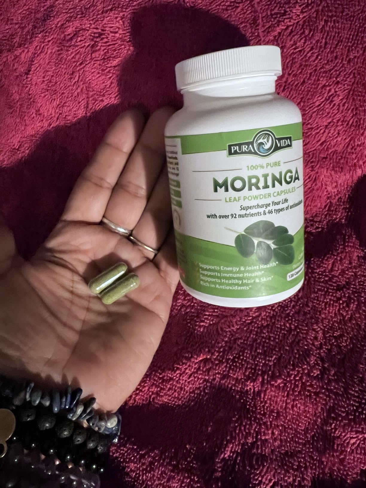 PURA VIDA MORINGA Organic Moringa Capsules, Pure Moringa Leaf Powder Single Origin for Energy, Metabolism & Immune Support, 120ct, 500mg Caps customer photo 1