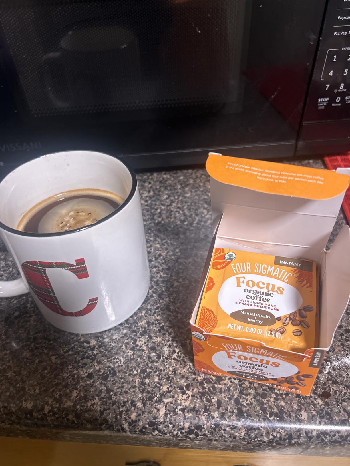 Four Sigmatic Focus Organic Mushroom Coffee | Instant Mushroom Coffee Mix with Lion's Mane, Chaga and Rhodiola for Better Focus and Immune Support | 10 Packets customer photo 1