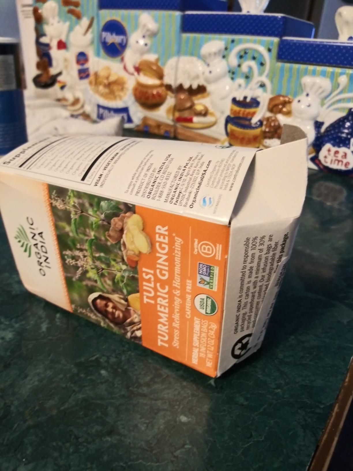 ORGANIC INDIA Tulsi Turmeric Ginger Tea Bags - Herbal Tea, Stress Relieving & Harmonizing, Immune Support, Healthy Inflammatory Response, Aids Digestion, Caffeine-Free - 18 Infusion Bags, 1 Pack customer photo 1