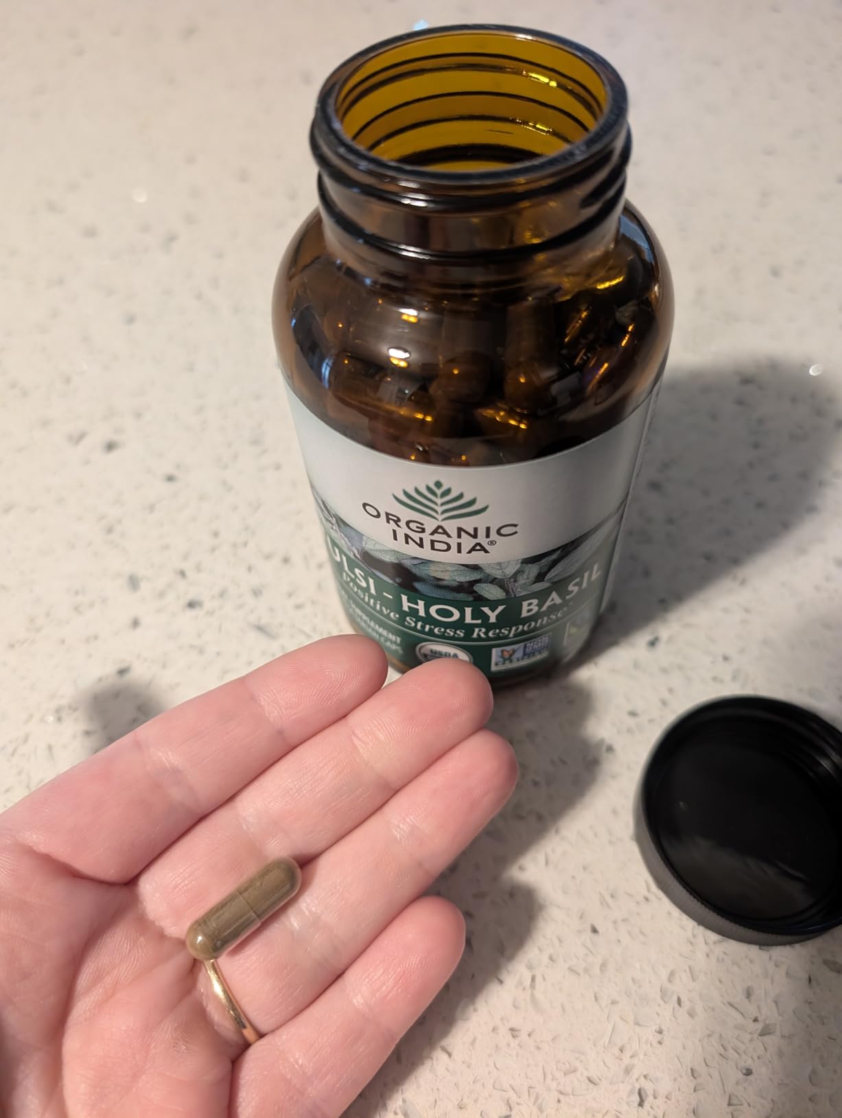 ORGANIC INDIA Tulsi Herbal Supplement - Holy Basil, Immune Support, Adaptogen, Supports Healthy Stress Response, Vegan, Gluten-Free, Kosher, USDA Certified Organic, Non-GMO - 180 Capsules customer photo 1