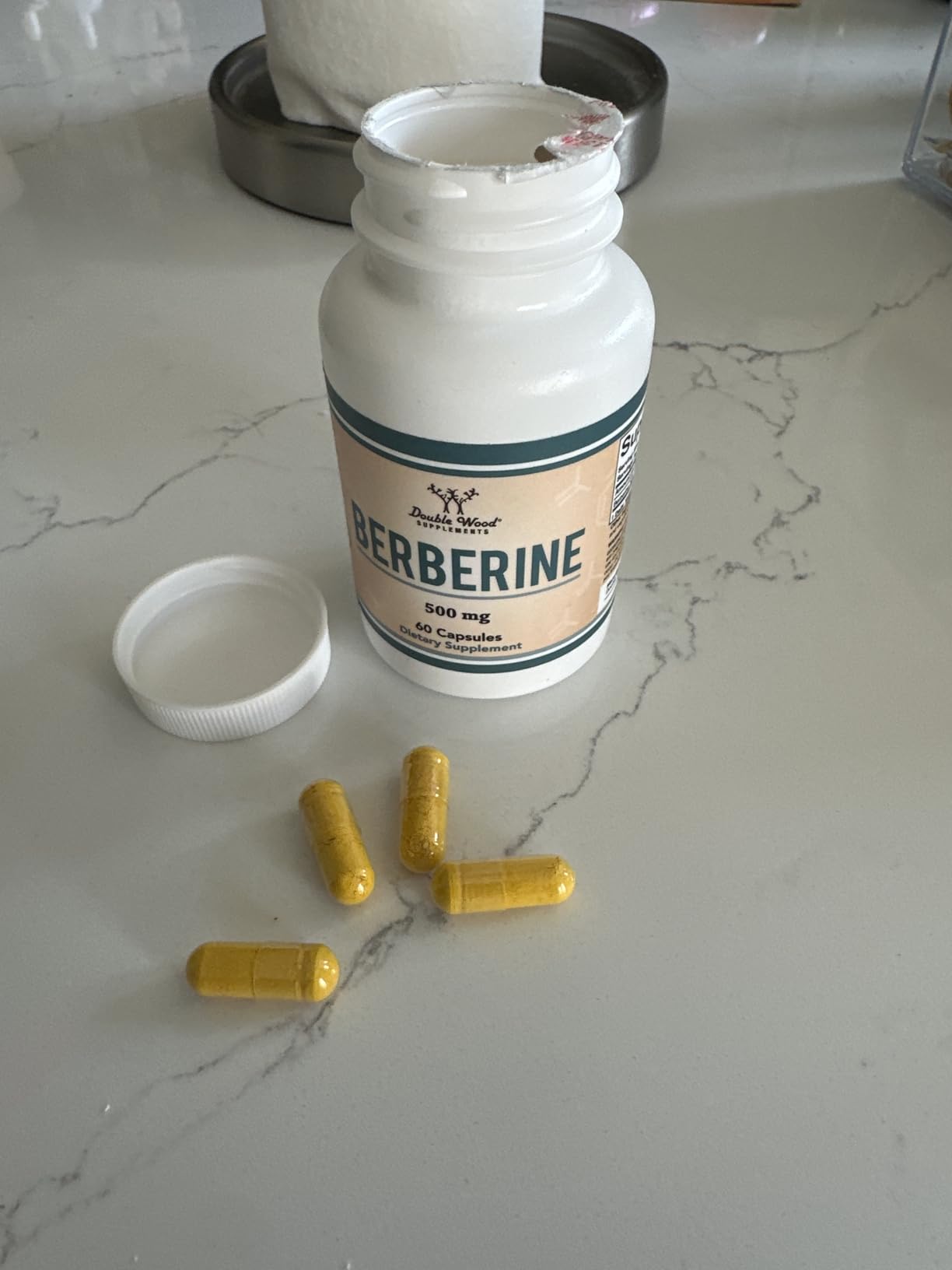 Berberine Supplement 500mg, High Purity 97% HCl, 60 Capsules (Third Party Tested, Non-GMO, Gluten Free, Vegan Safe) AMPK Activator - Berberine HCL for Cardiovascular Health by Double Wood customer photo 2