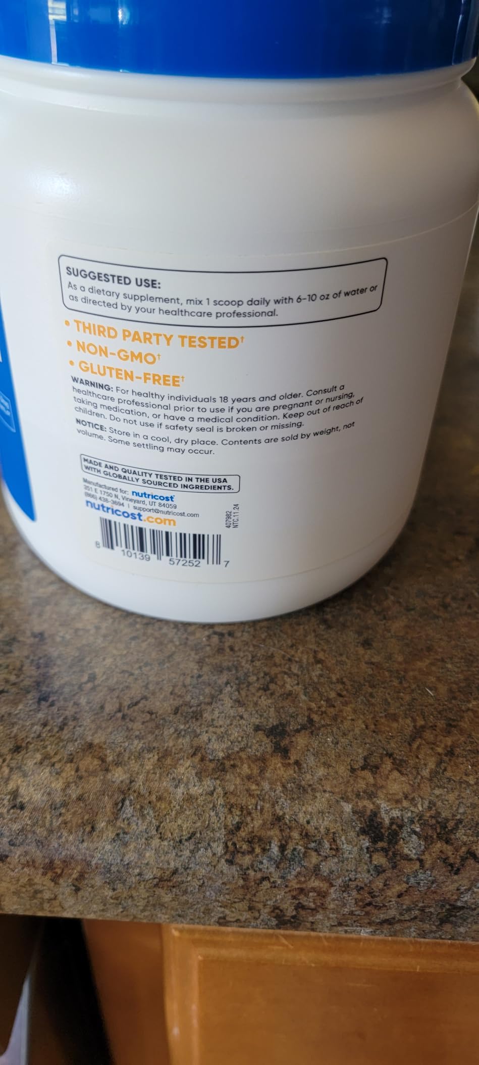 Nutricost Betaine Anhydrous Trimethylglycine (TMG) Powder 500 Grams customer photo 2