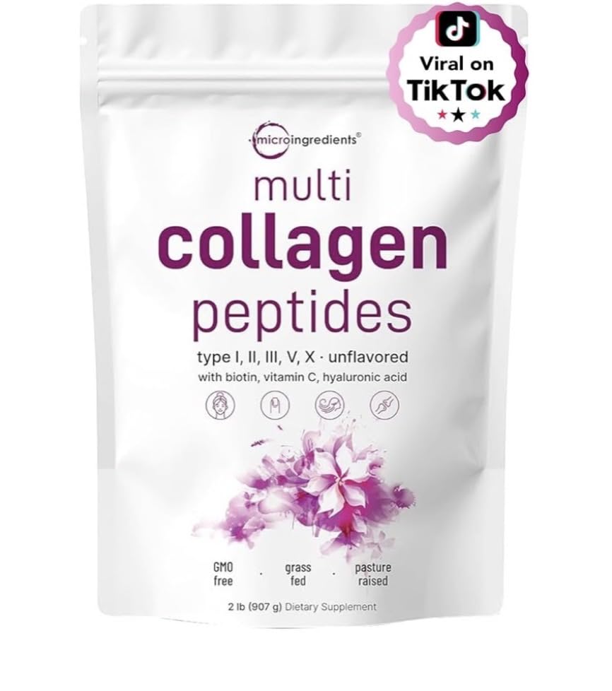 Micro Ingredients Multi Collagen Peptides Powder, 2lb - Hydrolyzed Type I, II, III, V, X with Biotin, Hyaluronic Acid, Vitamin C - Unflavored Collagen for Women & Men, Easy Dissolve, 82 Servings customer photo 1