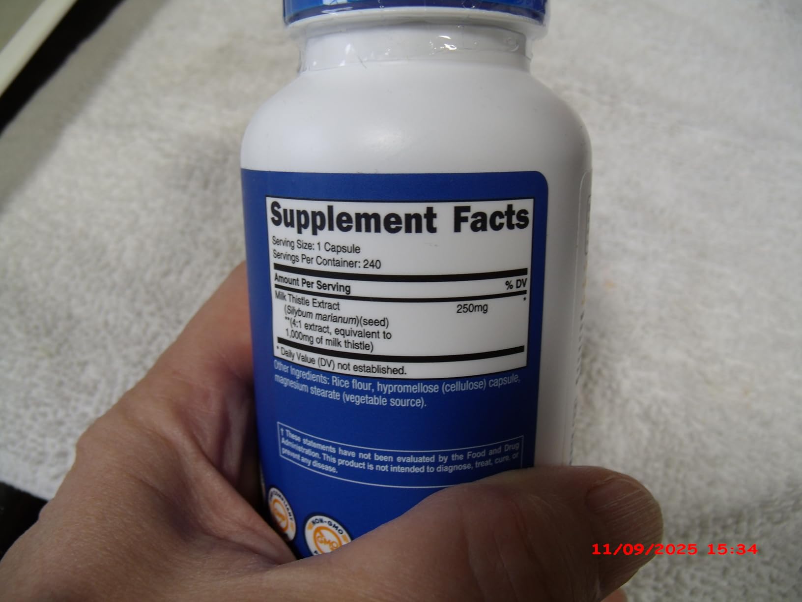 Nutricost Milk Thistle Extract 240 Capsules for 240 Servings Per Bottle - Vegan, GMO Free and Gluten Free customer photo 1