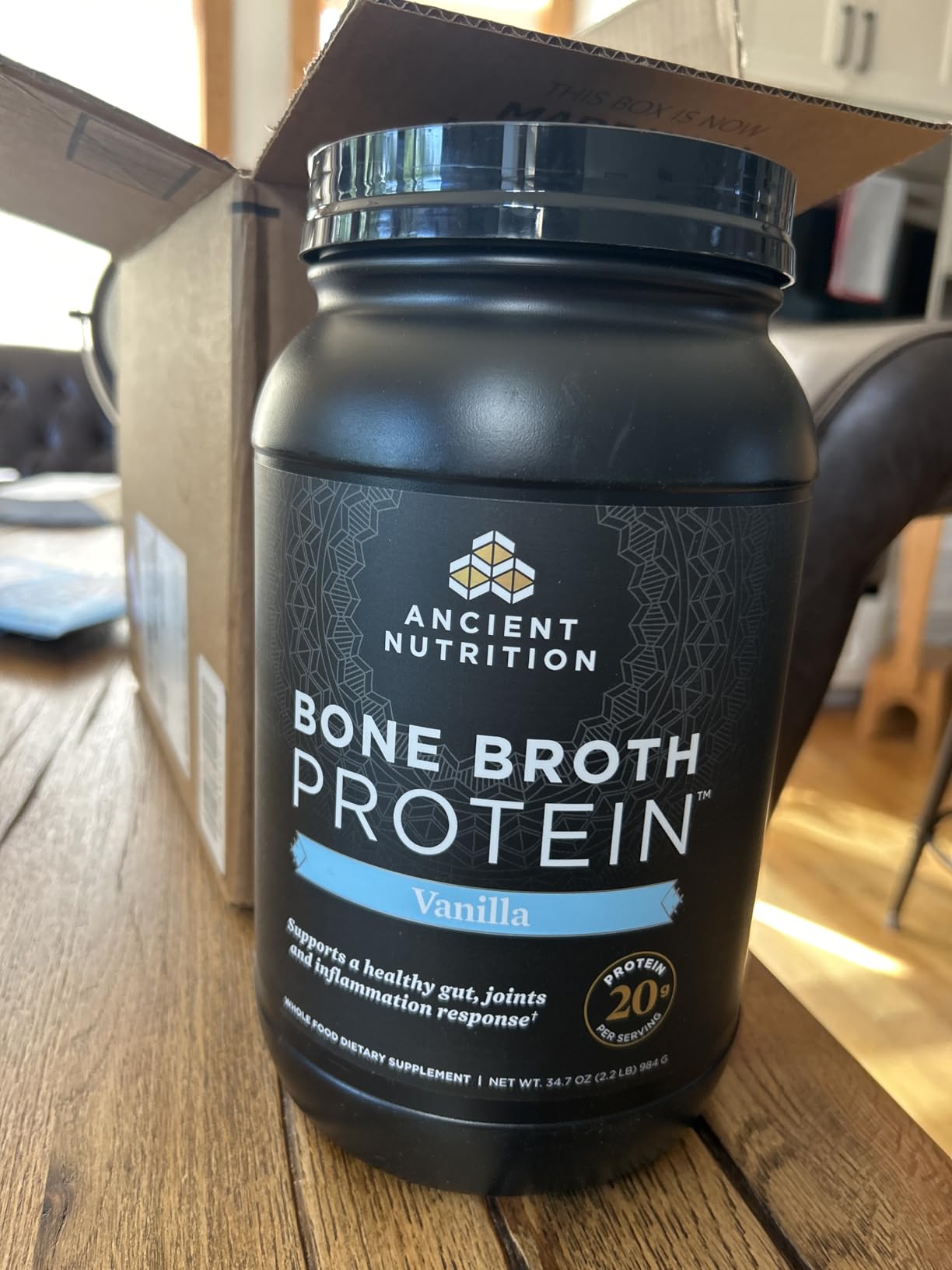 Ancient Nutrition Grass Fed, Cage Free, Bone Broth Protein Powder, 20g Protein, Hydrolyzed Collagen Peptides, Keto & Paleo Friendly, Supports Joint, Gut Health, Vanilla, 20 Servings customer photo 1