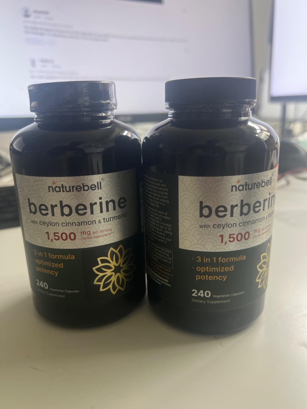 NatureBell Berberine Supplement 1,500mg with Ceylon Cinnamon & Turmeric Root, 240 Veggie Capsules | 97% Pure Berberine HCL | Supports Balanced Sugar Levels & Heart Health | Vegan, Non-GMO customer photo 1