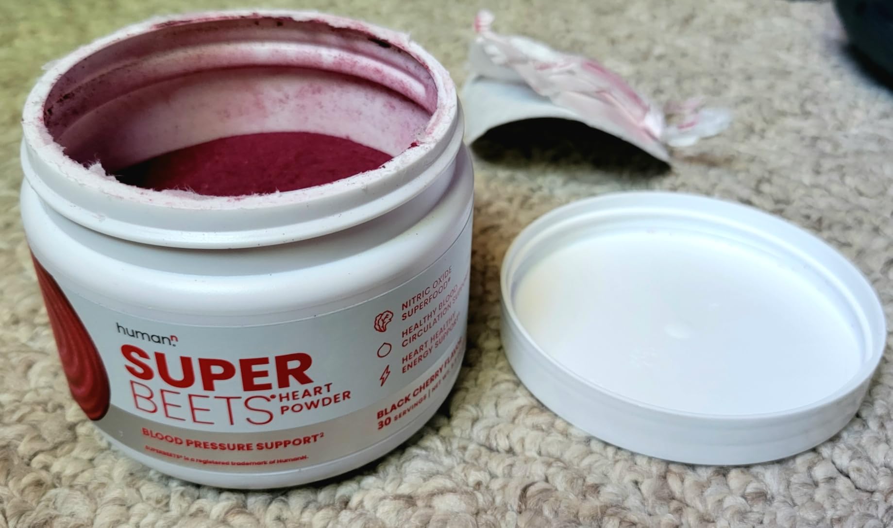 Humann SuperBeets Beet Root Powder - Non-GMO Beetroot Superfood - Nitric Oxide Supplement for Heart Health, Circulation & Blood Pressure Support - Black Cherry, 30 Servings customer photo 2