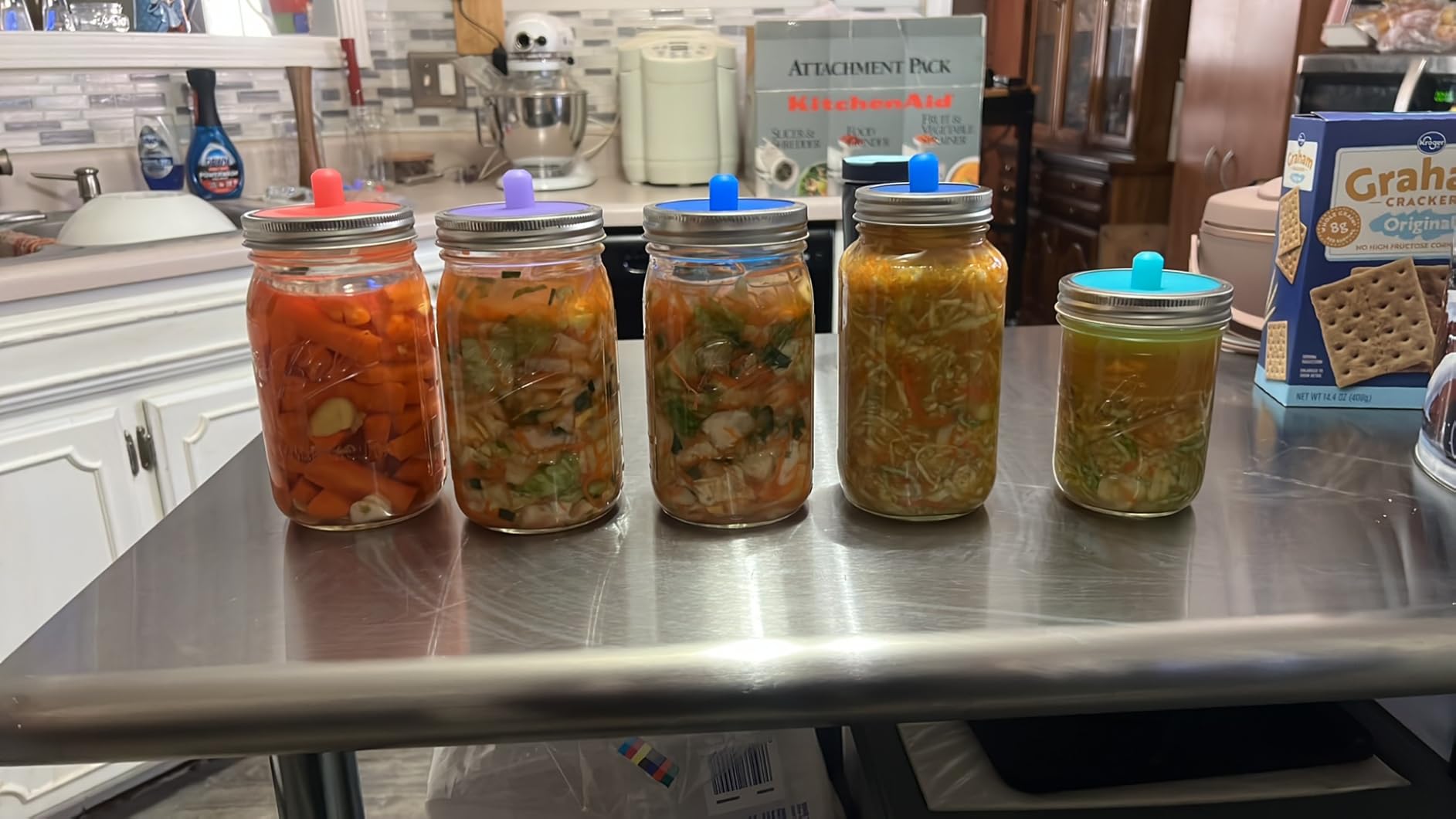 Masontops Complete Mason Jar Fermentation Kit - Pickle Kit, Sauerkraut Making Kit, Fermentation Airlock Lids Wide Mouth Mason Jars customer photo 1