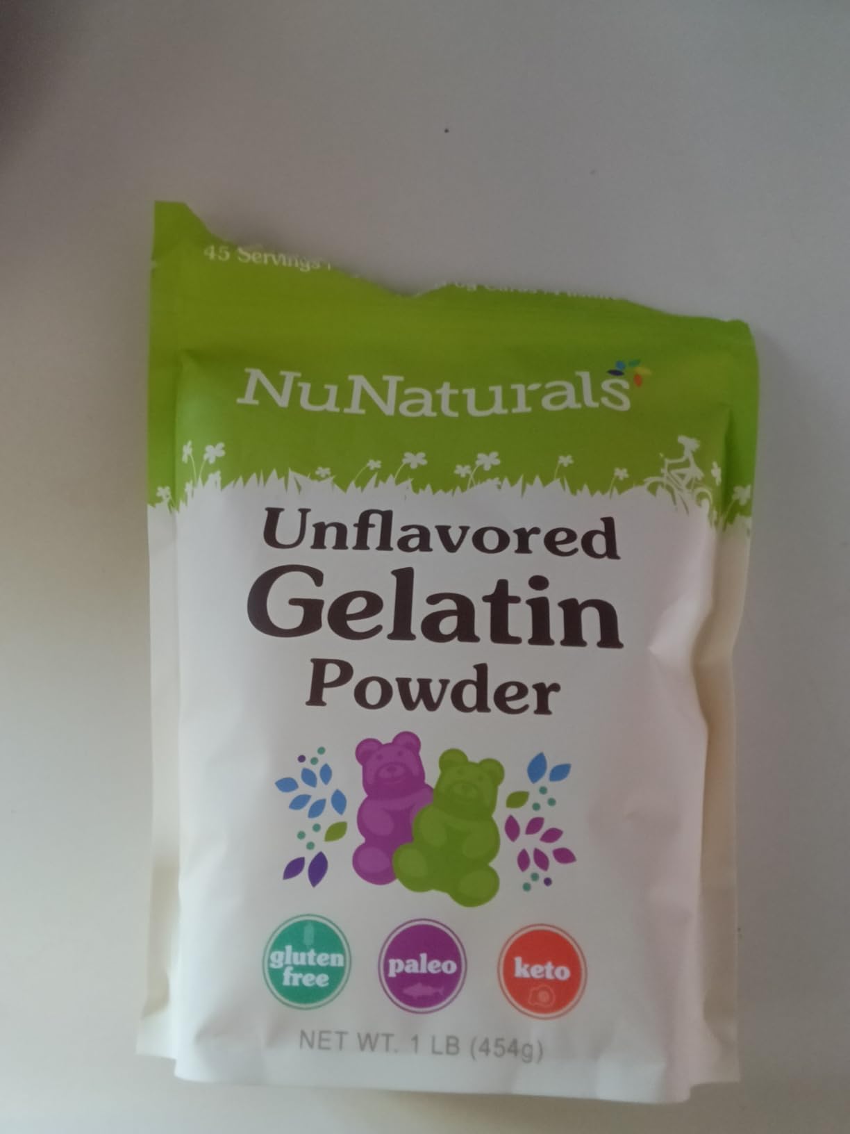 NuNaturals Unflavored Beef Gelatin Powder, Instantly Thickens, Stabilizes, and Texturizes, 1 lb customer photo 2