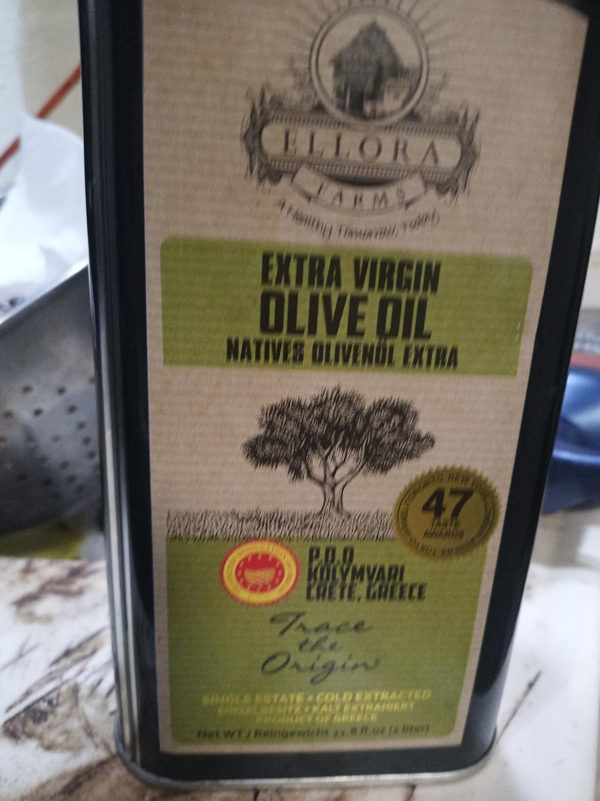 Ellora Farms Olive Oil Extra Virgin, Certified Single Estate PDO, High Polyphenol Extra Virgin Olive Oil, Cold Pressed & Traceable EVOO, Kosher, Crete, Greece 33.8 Fl oz (1 Ltr) customer photo 2