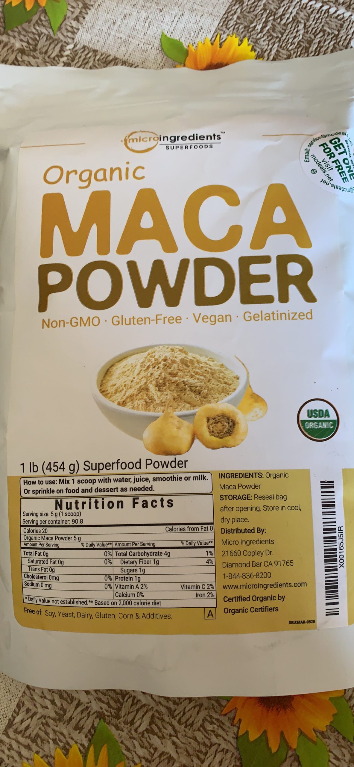 Micro Ingredients Organic Maca Root Powder, 2 Pound, Gelatinized for Better Absorption, Rich in Antioxidants, No GMOs, Vegan Friendly and Peru Origin customer photo 2