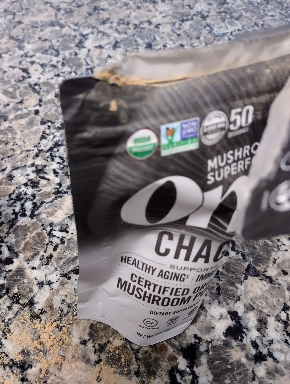 OM MUSHROOM SUPERFOOD Chaga Organic Mushroom Powder, 3.5 Ounce, 50 Servings, US Grown, Sacred Antioxidants & Immune Support, Superfood Mushroom Supplement customer photo 1