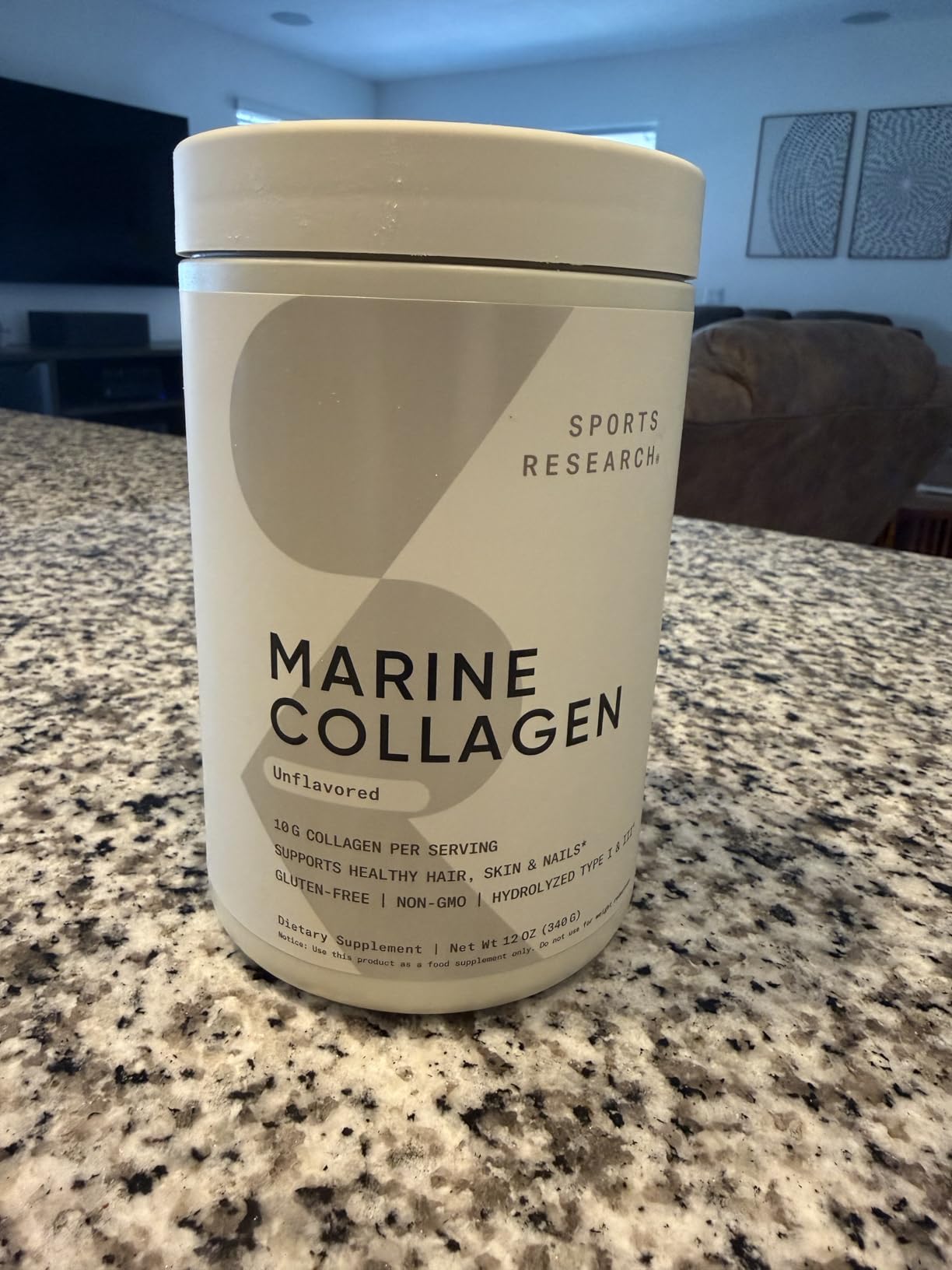 Sports Research Marine Collagen Peptides Powder - Sourced from Wild-Caught Fish, Pescatarian Friendly, Keto Certified & Non-GMO Tested - Easy to Mix in Water or Juice! (34 Servings) customer photo 1
