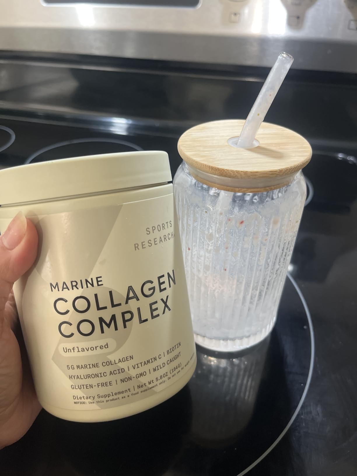 Sports Research Marine Collagen Peptides Powder - Sourced from Wild-Caught Fish, Pescatarian Friendly, Keto Certified & Non-GMO Tested - Easy to Mix in Water or Juice! (34 Servings) customer photo 2