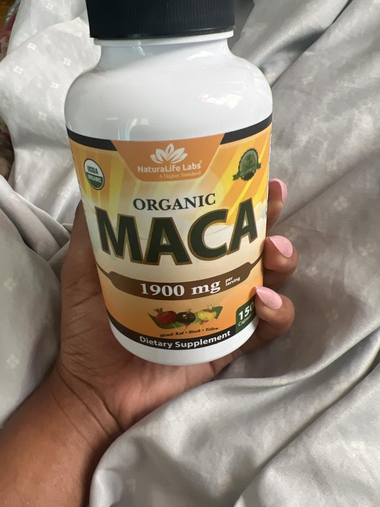 NaturaLife Labs Organic Maca Root - Black, Red & Yellow - 1900 mg per Serving - 150 Capsules - Gelatinized Peruvian Maca - Non-GMO, Gluten-Free, Vegan customer photo 2