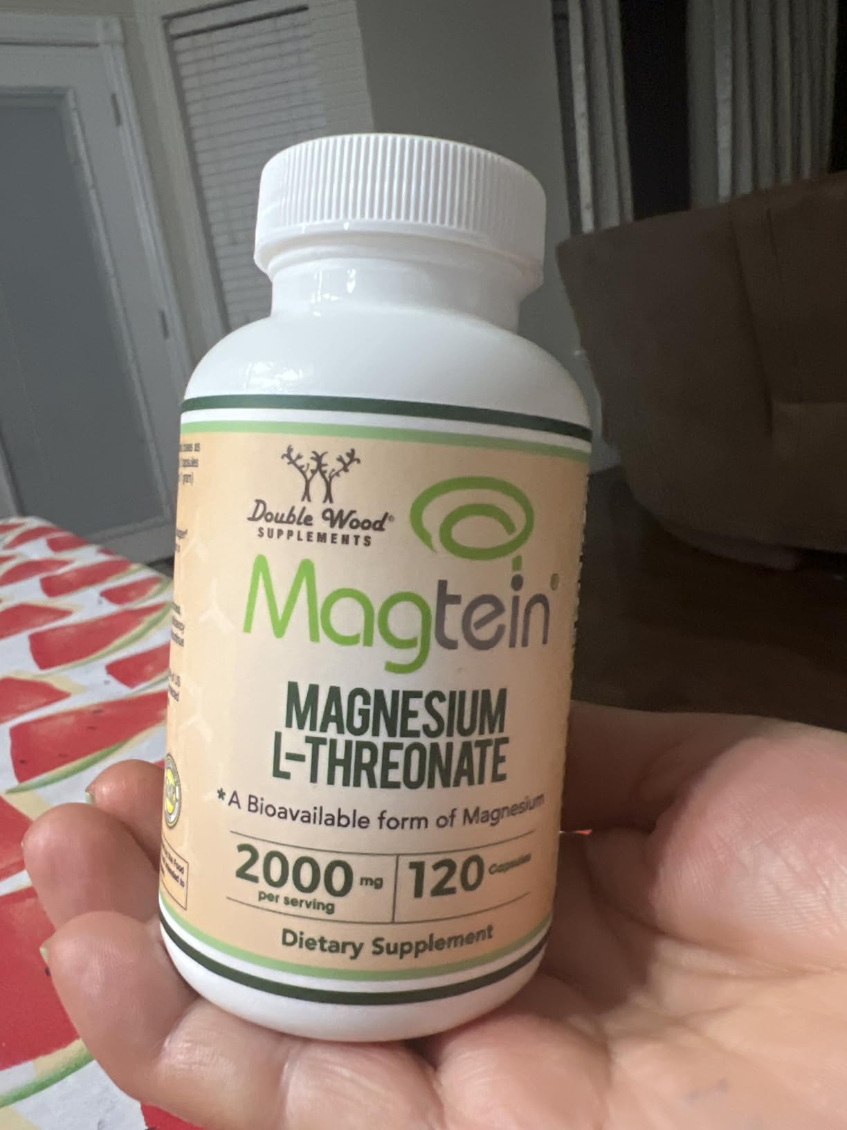 Magnesium L Threonate, Magtein - NSF Certified - Sleep and Cognitive Support, High Absorption, Most Bioavailable Form of Magnesium, 2,000 mg, 120 Capsules customer photo 1