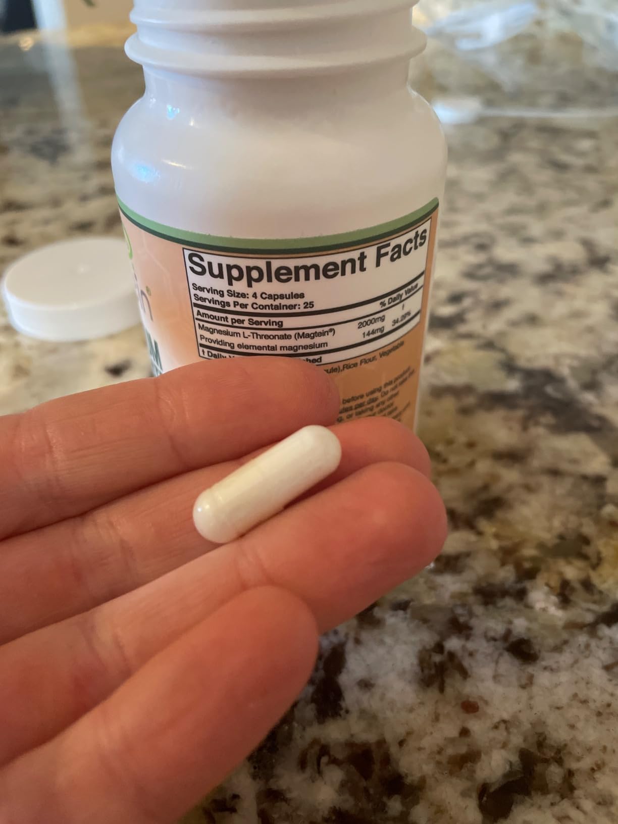 Magnesium L Threonate, Magtein - NSF Certified - Sleep and Cognitive Support, High Absorption, Most Bioavailable Form of Magnesium, 2,000 mg, 120 Capsules customer photo 2