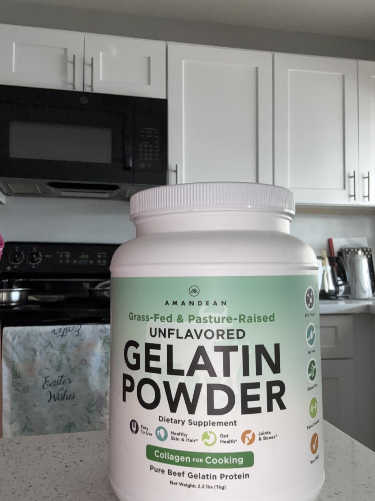 AMANDEAN Premium Gelatin Powder XL. Grass-Fed Beef Collagen Protein Supplement. Unflavored. Healthy Skin, Hair, Nails, & Gut. Paleo Friendly Cooking and Baking. 18 Amino Acids. Non-GMO. customer photo 1