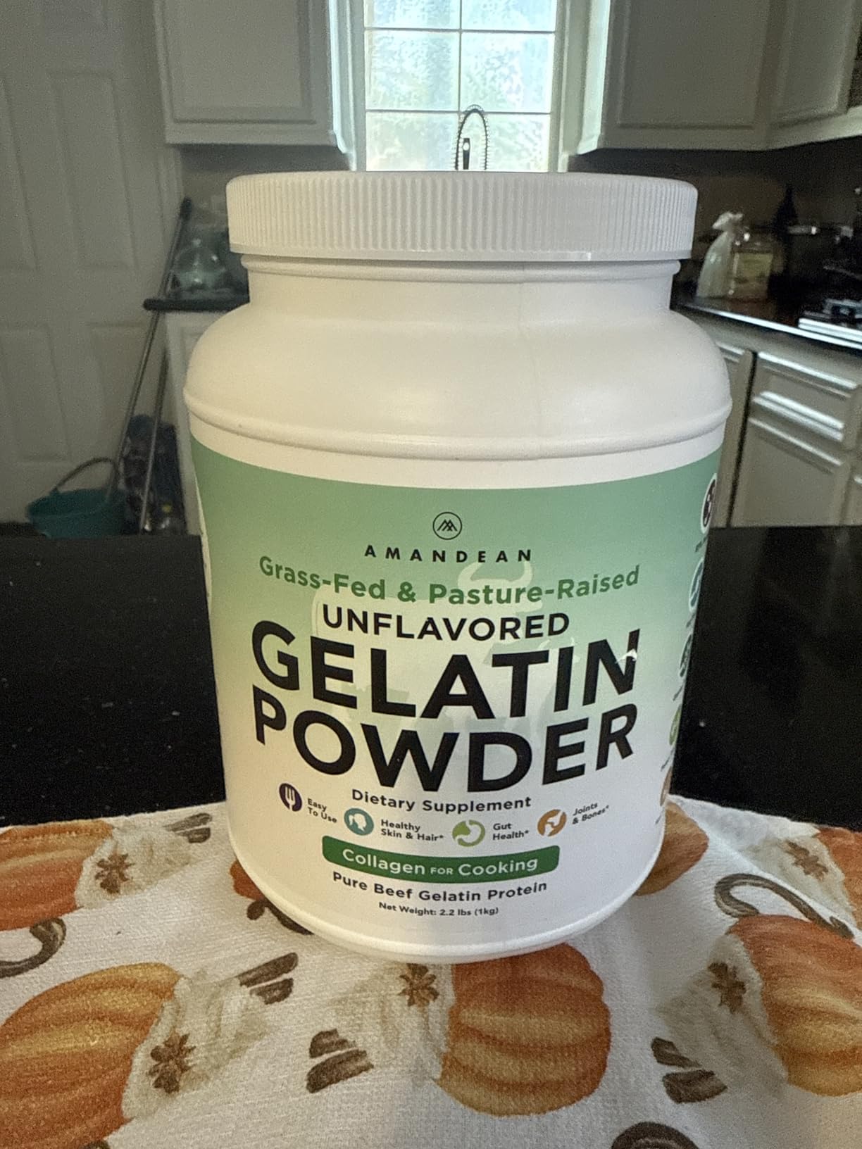 AMANDEAN Premium Gelatin Powder XL. Grass-Fed Beef Collagen Protein Supplement. Unflavored. Healthy Skin, Hair, Nails, & Gut. Paleo Friendly Cooking and Baking. 18 Amino Acids. Non-GMO. customer photo 2