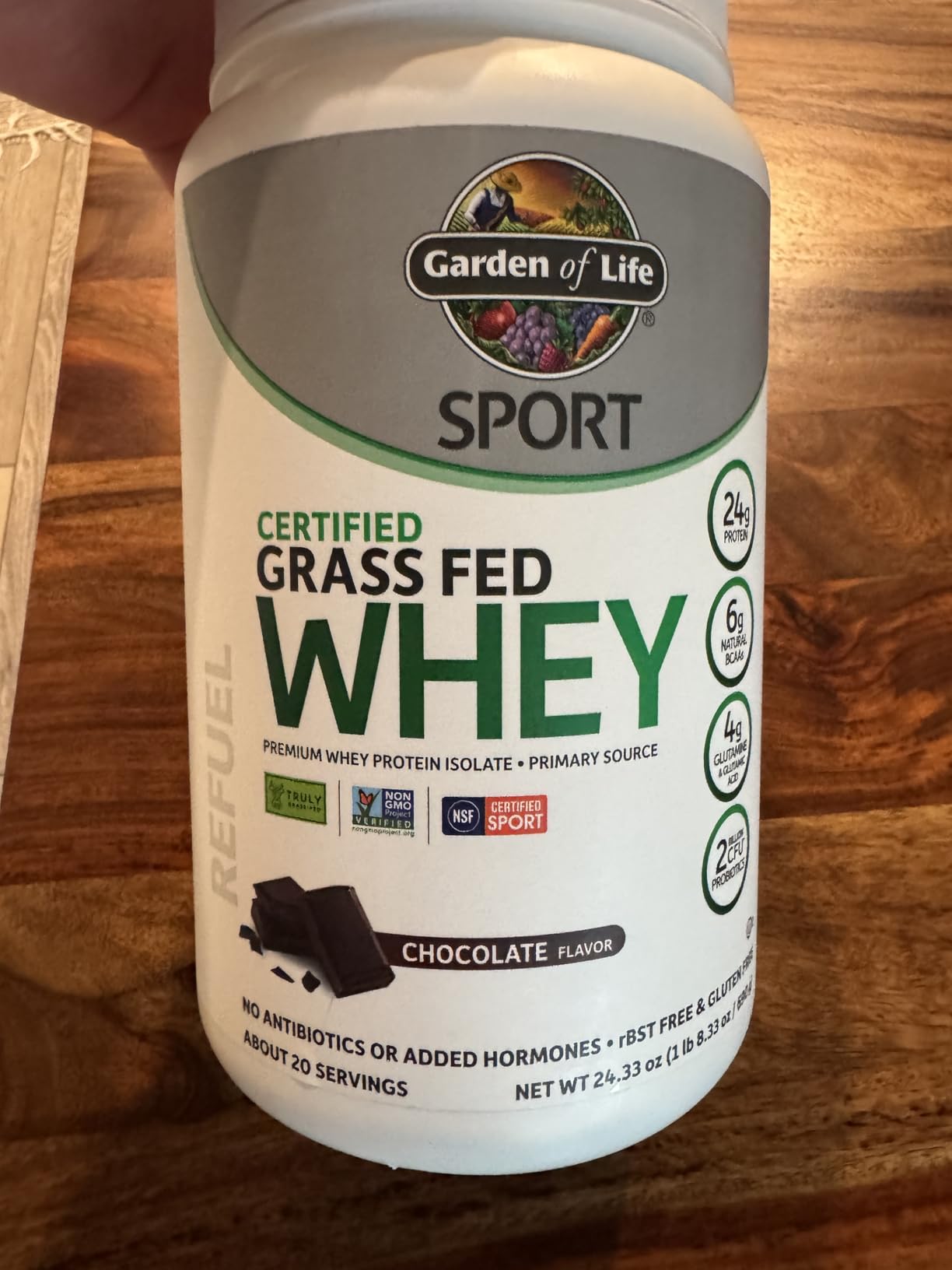 Garden of Life SPORT Grass Fed Whey Protein Powder - 24g Whey Protein Isolate for Women & Men with Probiotics & Glutamine, Non-GMO, Gluten-Free, Cold-Processed, Chocolate Flavor, 20 Servings customer photo 2