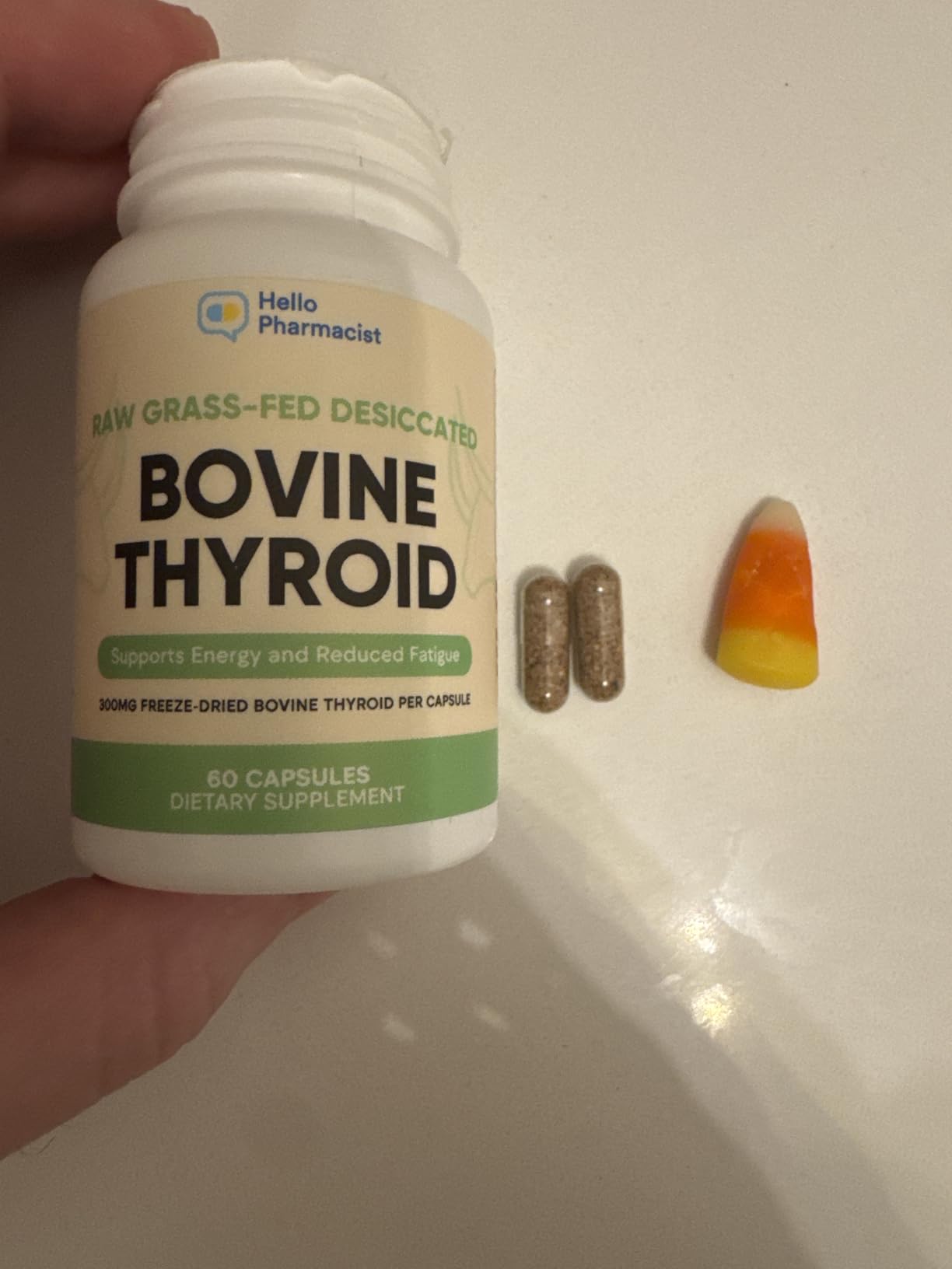 Raw Desiccated Bovine Thyroid 300mg Per Capsule - Energy & Metabolism Support - New Zealand Sourced, Grass Fed Freeze-Dried Glandular Bovine Beef Thyroid, Non-GMO, Tested for Impurities - 60 Capsules customer photo 1