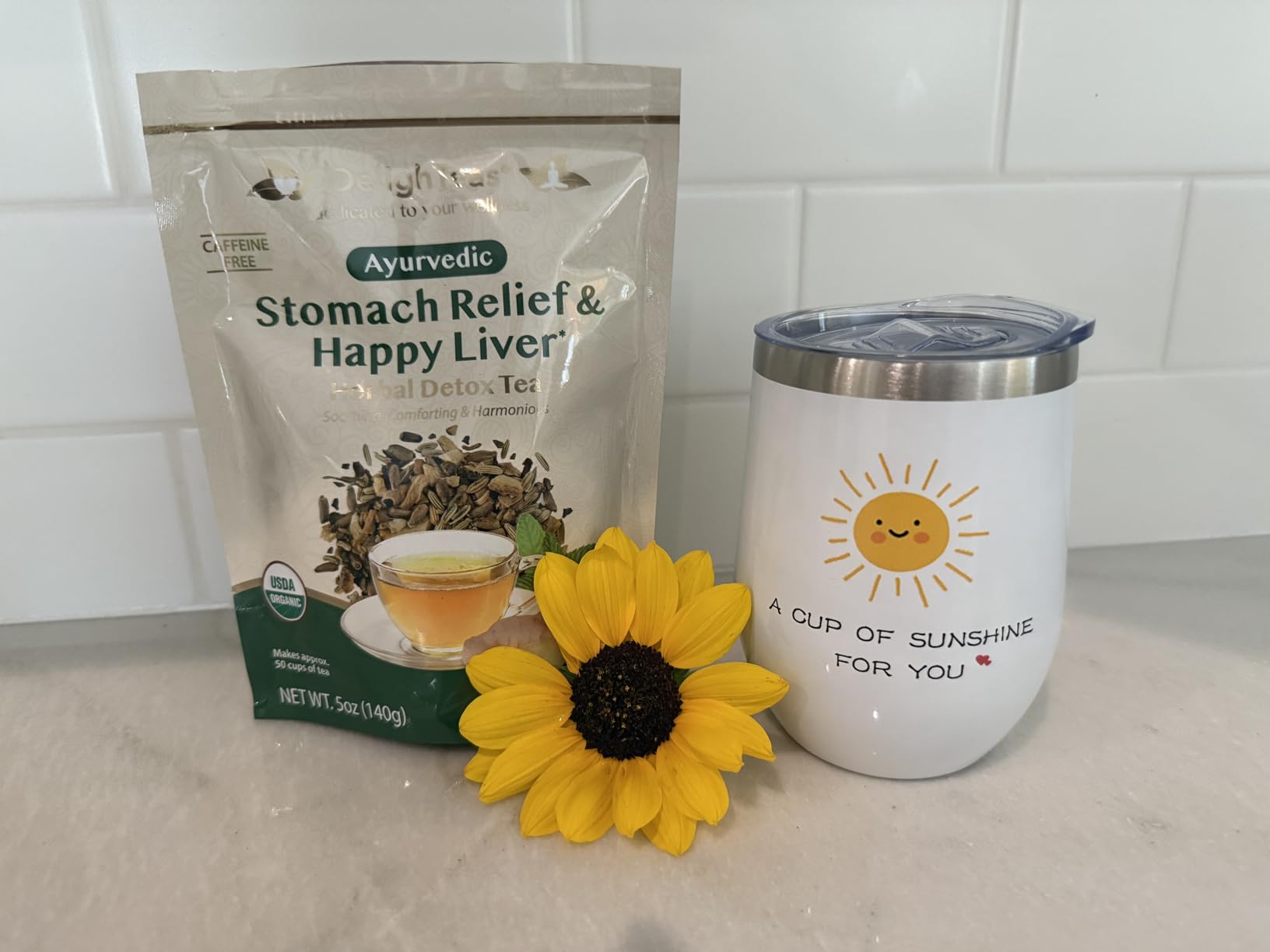 DelighTeas Stomach & Liver Tea | Ayurvedic Herbal Blend for Digestion | Organic Milk Thistle, Fennel, Ginger, Peppermint & Licorice | Vegan, Caffeine-Free, Sugar-Free | Loose Leaf, 50 Servings, 5oz customer photo 1