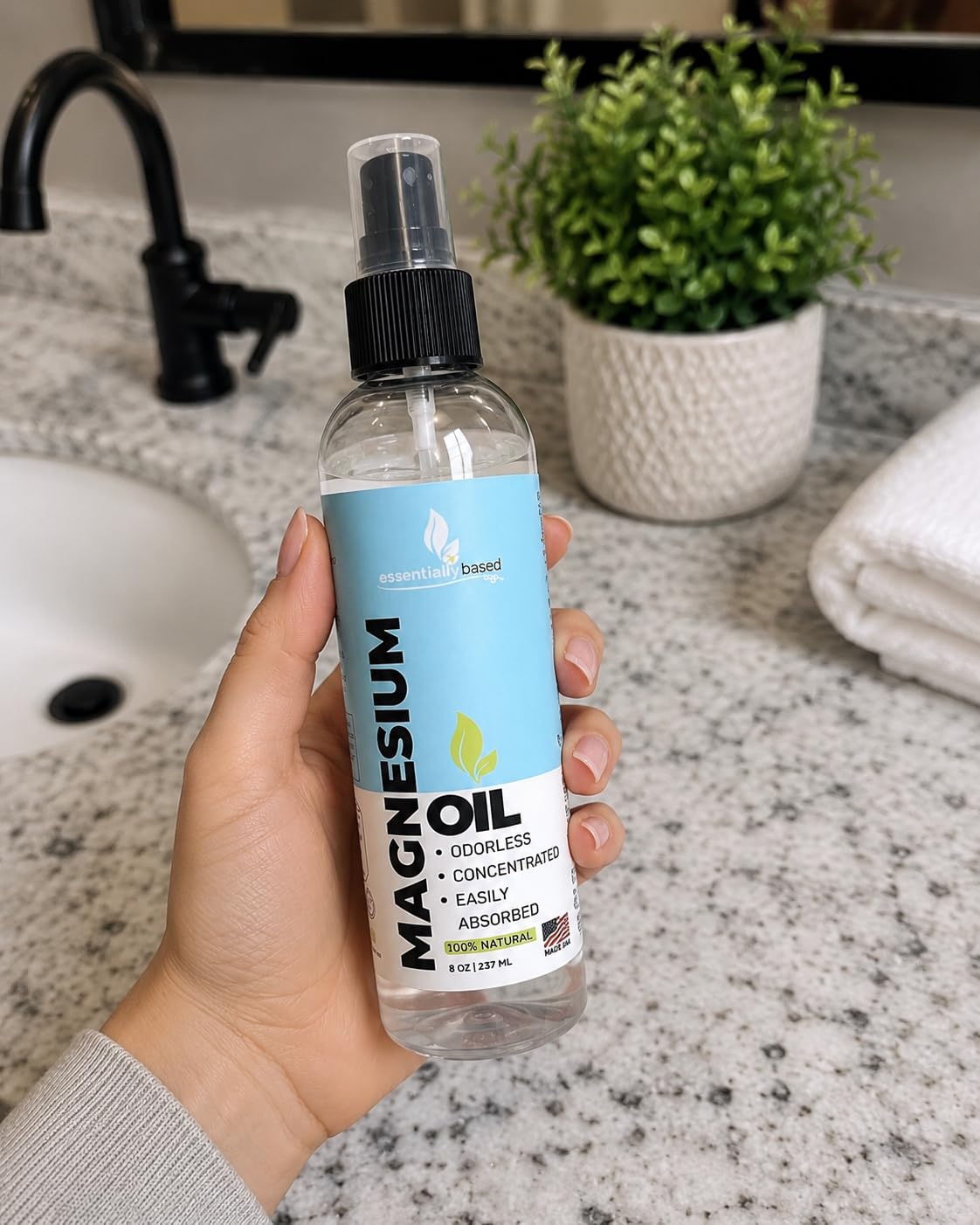 Pure Magnesium Oil Spray 8oz - Topical Magnesium Spray for Sleep & Feet - Extra Strength - USP Grade - 100% Natural and Organic Oil for Muscle Pain & Cramps - Less Sting - Less Itch - Made in USA customer photo 1