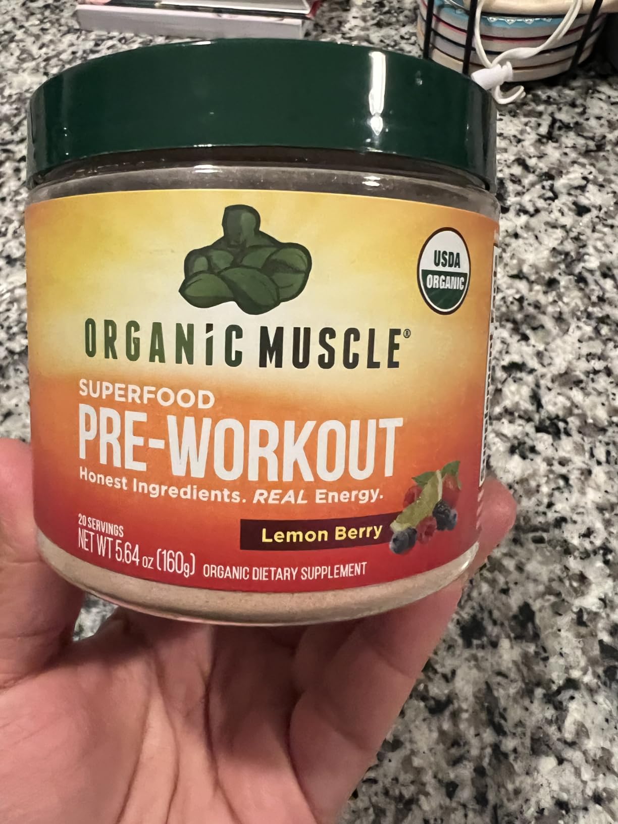 Organic Muscle Organic Pre Workout Powder, Lemon Berry - USDA Organic Superfood Blend | Maca, Beet Root, Cordyceps, Rhodiola | 150mg Natural Caffeine, Vegan, No Jitters, 20 Servings customer photo 1