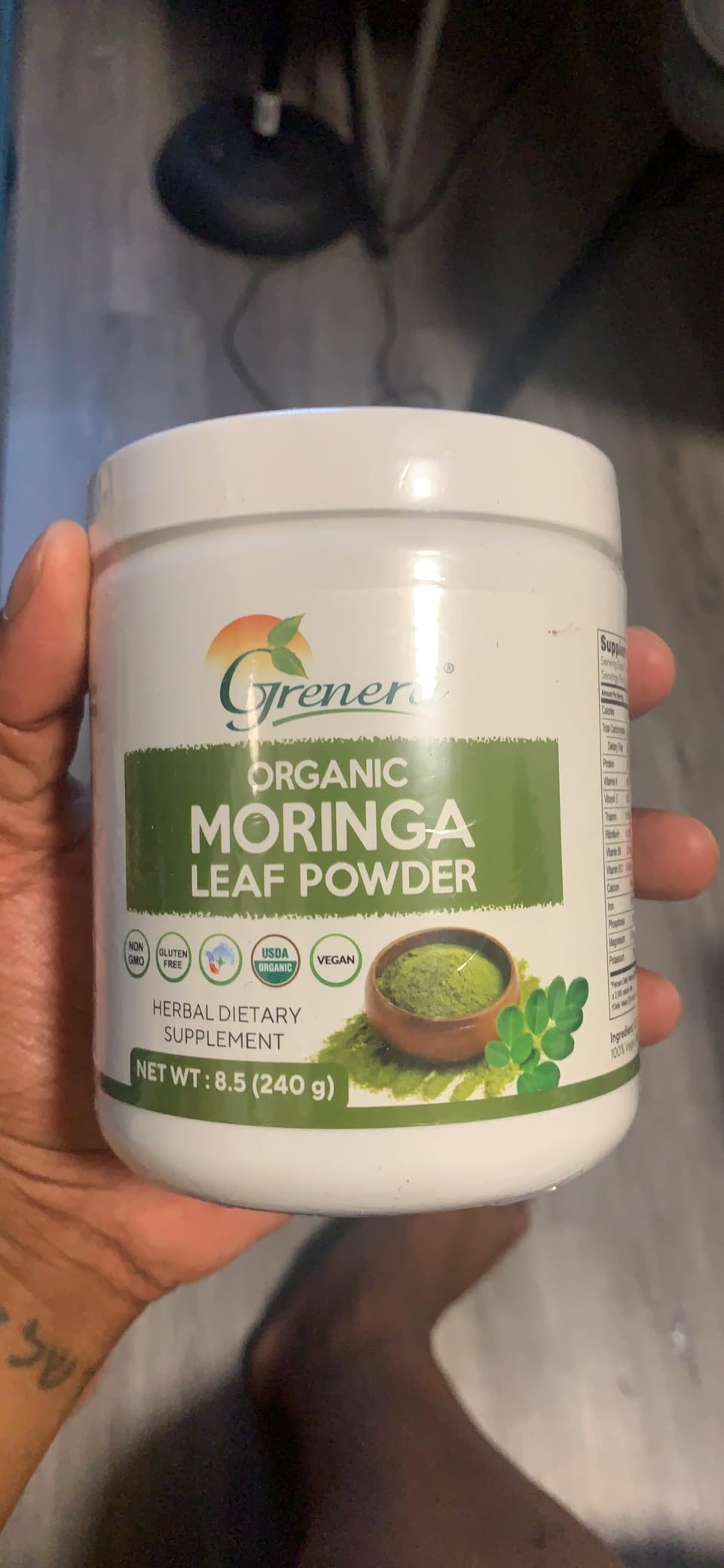 Grenera Organic Moringa Powder | Moringa Oleifera Leaf | Plant Based Ingredient | Lab Tested for Quality | Easy Mix for Smoothies, Drinks & Recipes | from Organic Farms in India | 2.2 lbs (1 kg) customer photo 1