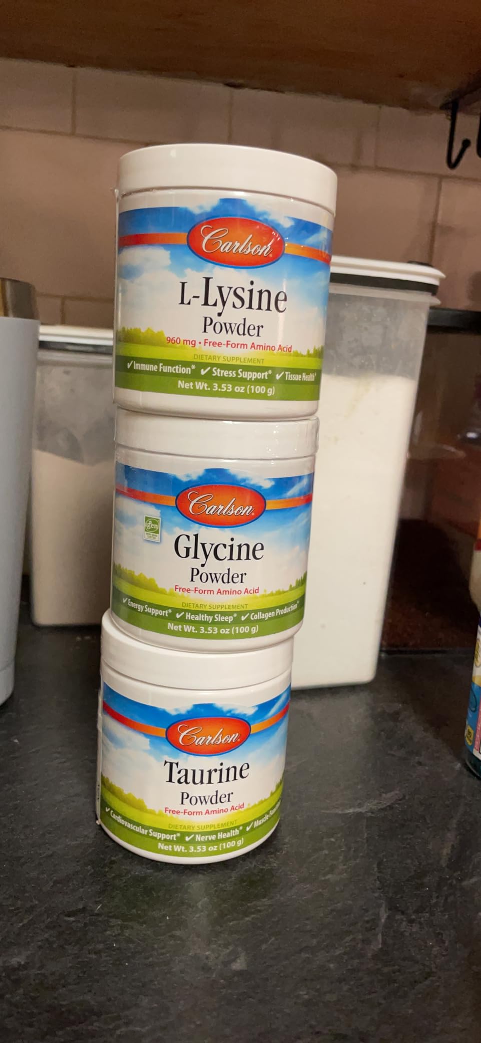 Carlson Glycine Powder 2000 mg, Amino Acid Supplement for Energy and Muscle Support, 3.53 oz (100 g) customer photo 1