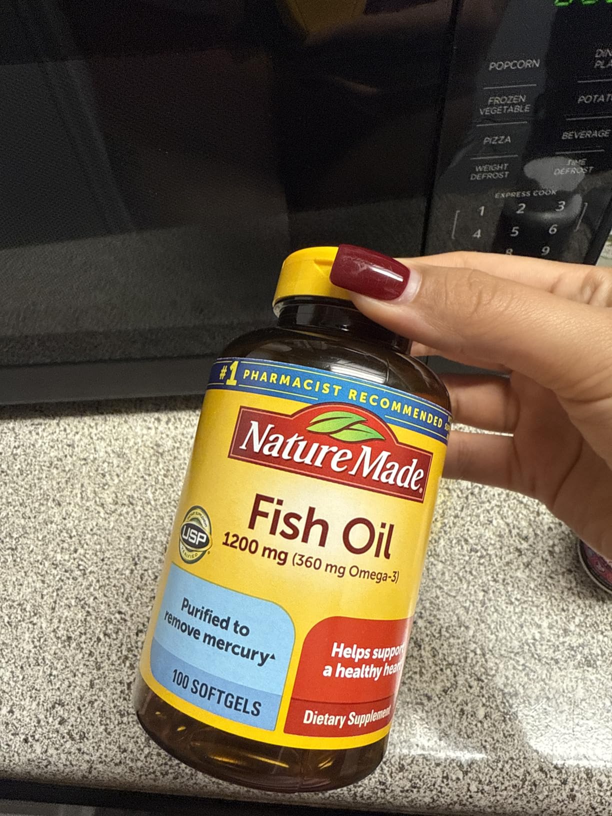 Nature Made Fish Oil Omega 3 Supplements, Omega 3 Fish Oil as Ethyl Esters 1200 mg Softgels, EPA DHA Supplement for Healthy Heart, Brain, Eye Support, One Per Day, 100 Softgels customer photo 2