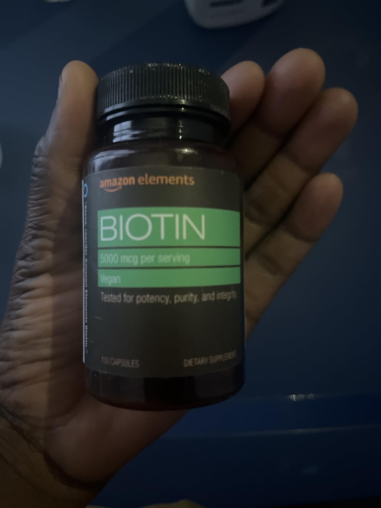 Amazon Elements Vegan Biotin 5000 mcg for Hair, Skin, and Nails, 130 Capsules, 4 Month Supply customer photo 1