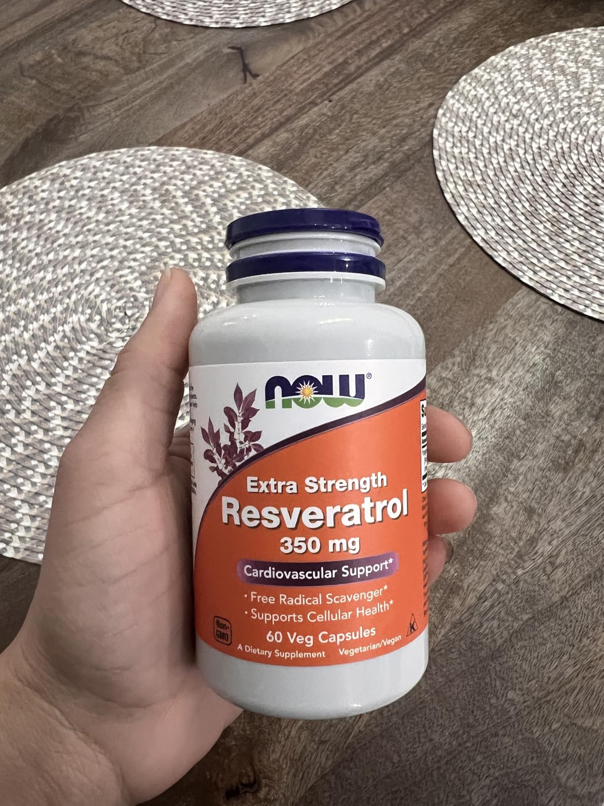 NOW Foods Supplements, Extra Strength Resveratrol 350mg, Natural Trans Resveratrol from 700 mg Japanese Knotweed Extract, 60 Veg Capsule customer photo 1