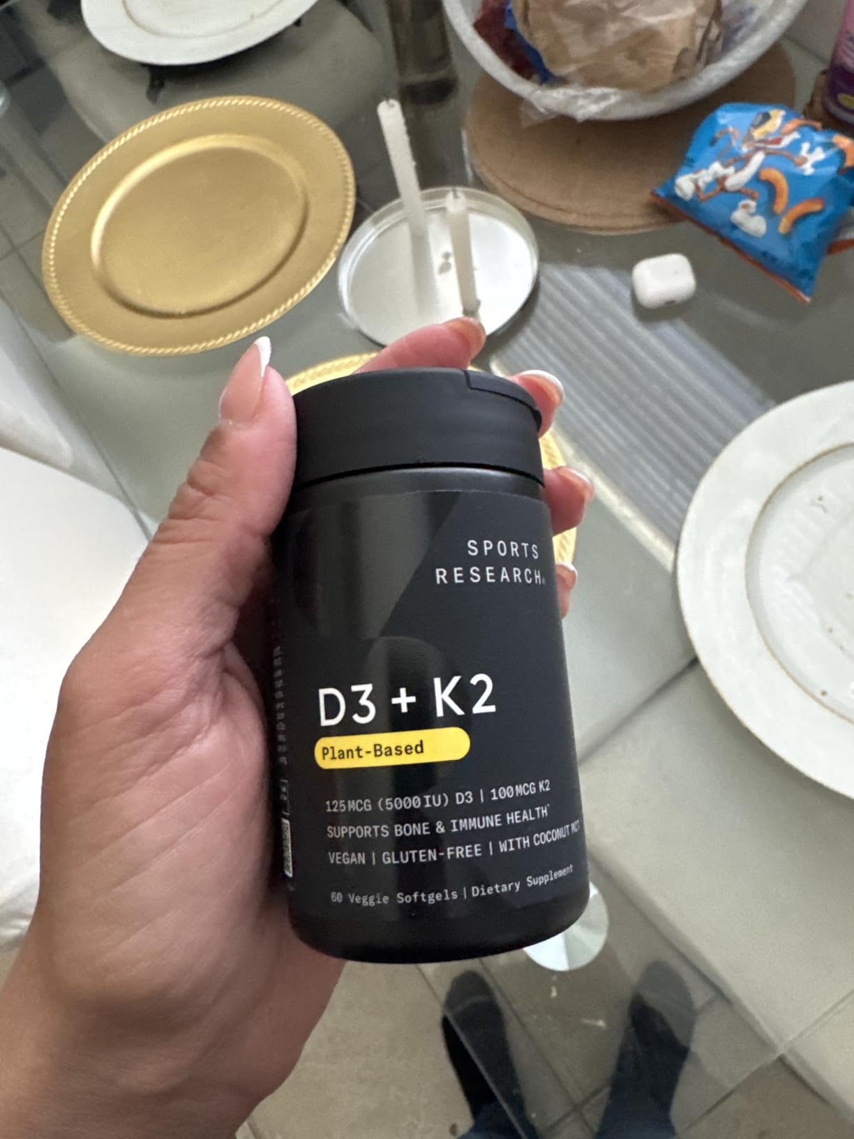 Sports Research Vitamin D3 + K2 with Coconut Oil - Vegan Vitamin D 5000iu & Mk7 Vitamin K 100mcg for Bone & Immune Support - Vegan Certified, Non-GMO, Soy Free - 60 Softgels customer photo 1
