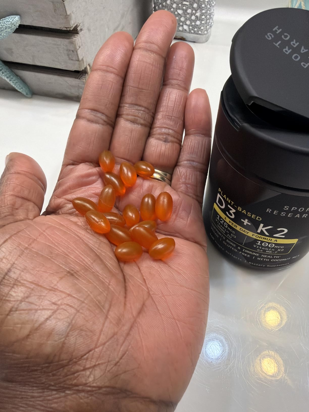 Sports Research Vitamin D3 + K2 with Coconut Oil - Vegan Vitamin D 5000iu & Mk7 Vitamin K 100mcg for Bone & Immune Support - Vegan Certified - Non-GMO - Soy Free - 60 Softgels customer photo 2