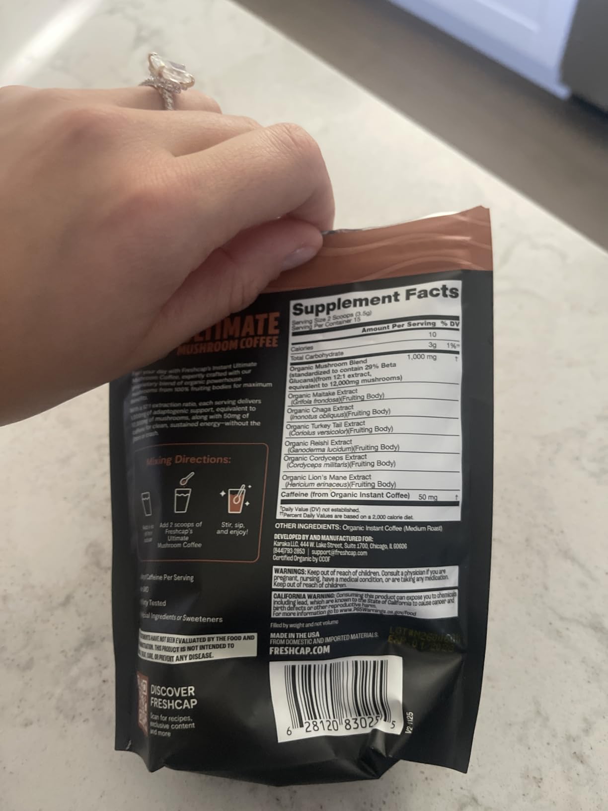 FreshCap Mushrooms Ultimate Mushroom Complex - Mushroom Powder 12:1 Fruiting Body Extract with 29% Beta-Glucans - Ayurveda Clean Energy, No Jitters, Focus & Immune Support (60 Servings) customer photo 2