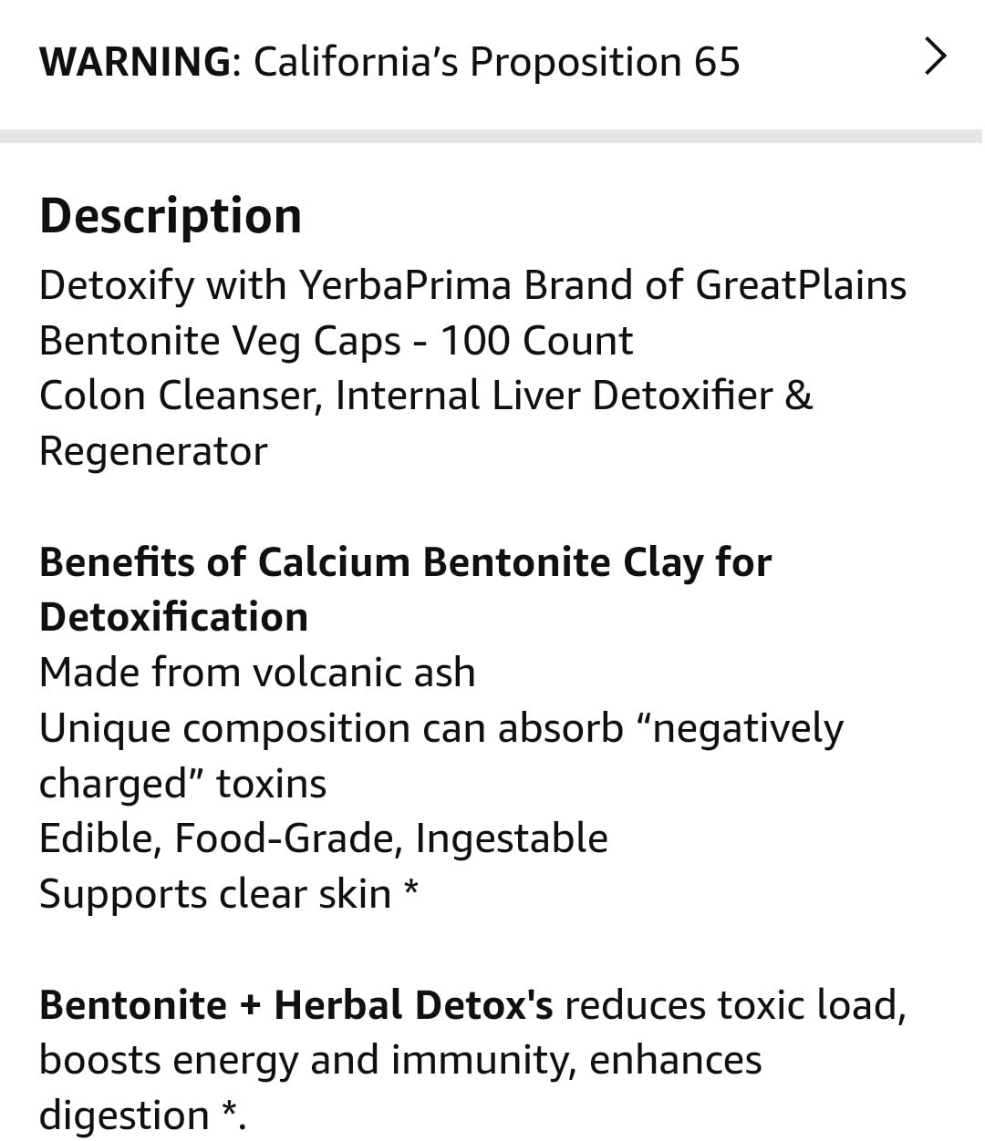 Yerba Prima Bentonite Clay Plus Herbal Detox, 100 Veg Capsules - Food Grade Clay from the Great Plains, USA - Colon & Liver Cleanse Supplement with Calcium Clay customer photo 2