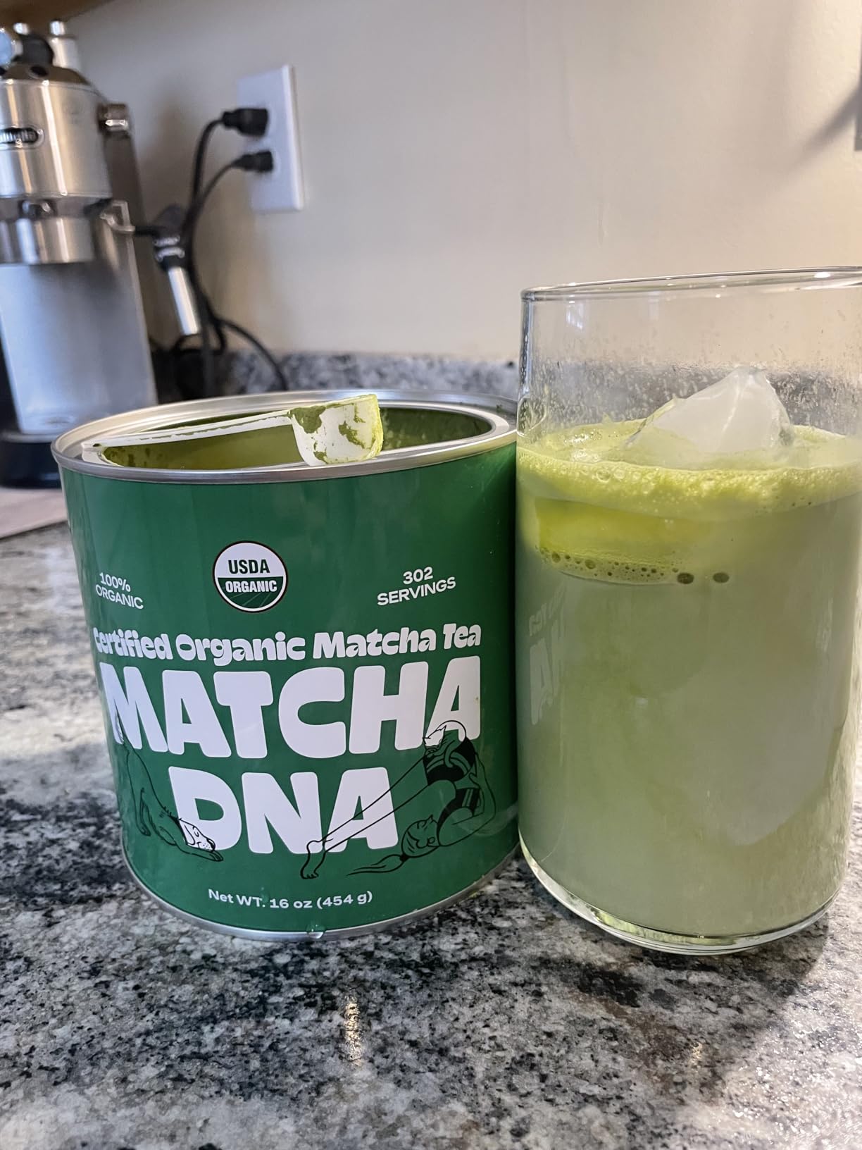 Matcha DNA Organic Matcha Powder - XXL 16oz TIN - Matcha Green Tea - USDA Organic Gluten-Free Vegan, Unsweetened No Additives - Everyday Green Macha Powder Tea for Lattes, Smoothies, Baking & Recipes customer photo 2