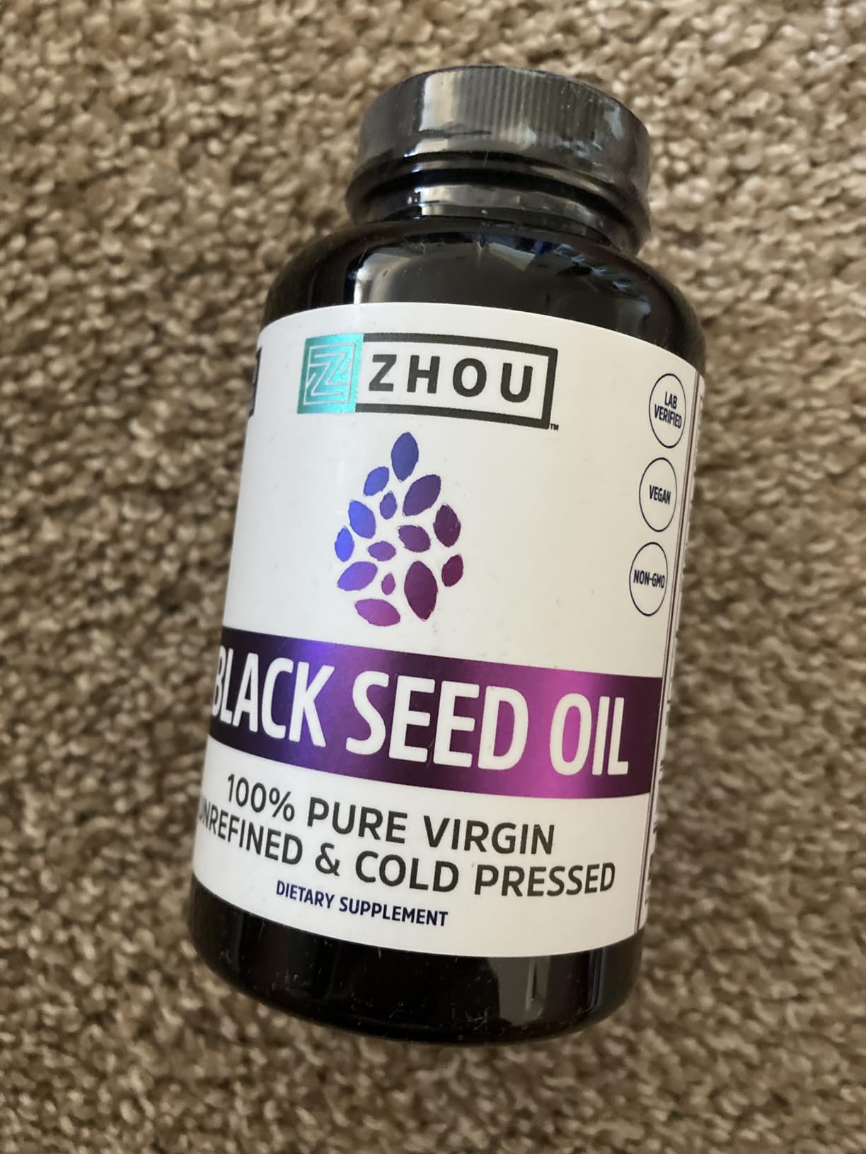 ZHOU Black Seed Oil Capsules - Black Cumin Seed Oil Cold Pressed, Nigella Sativa, Pure Unrefined Blackseed, Premium Supplement for Health, Hair & Skin w/Thymoquinone - 60 Capsules (Pack of 1) customer photo 1