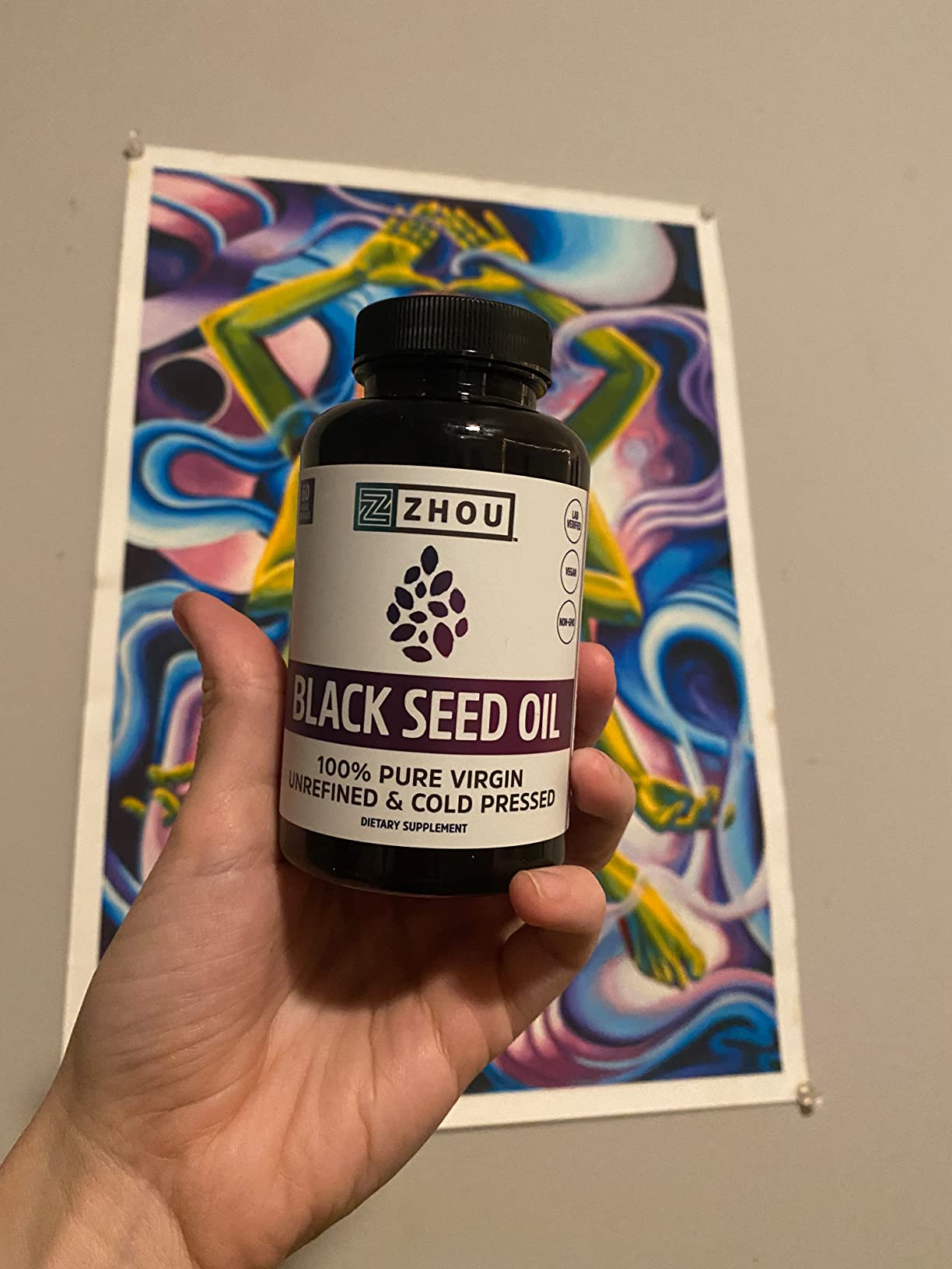 ZHOU Black Seed Oil Capsules - Black Cumin Seed Oil Cold Pressed, Nigella Sativa, Pure Unrefined Blackseed, Premium Supplement for Health, Hair & Skin w/Thymoquinone - 60 Capsules (Pack of 1) customer photo 2