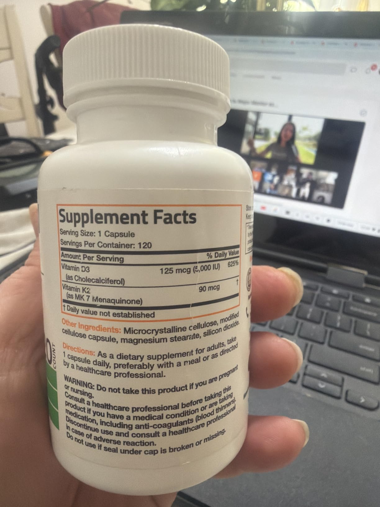 Bronson Vitamin K2 D3 (MK7) Supplement 2-in1 D3 & K2 Complex, 60 Capsules | Bone, Immune & Heart Health Support, Gluten Free, Soy Free, Non-GMO, Vitamin D3 5000IU (125 mcg) & 90 mcg K2 MK-7 customer photo 2