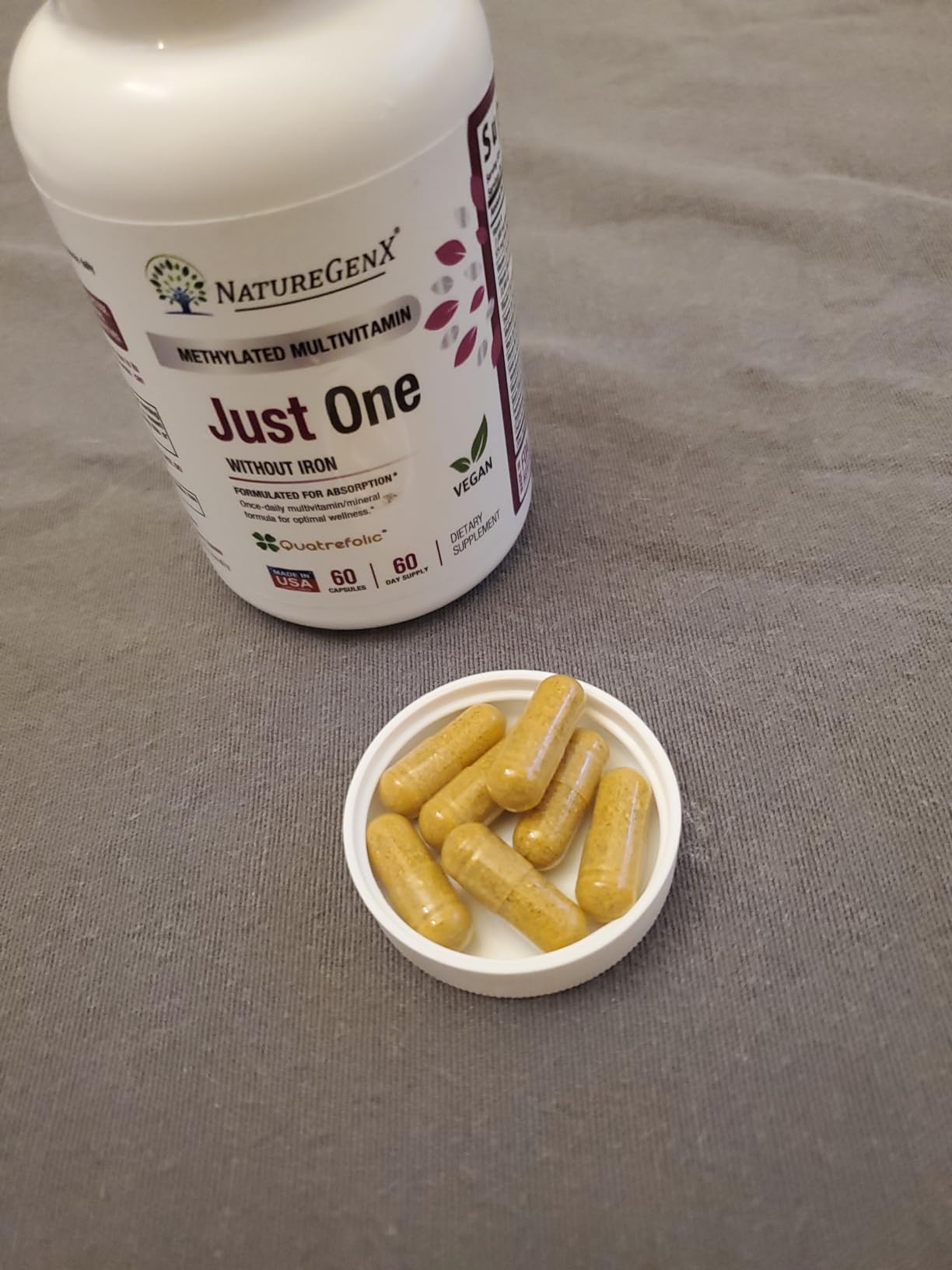 NatureGenX Just One Daily Methylated Multivitamin - Iron-Free with Methyl B12 & Methylfolate - Methylation Support for Men & Women - Vegan, Gluten-Free, Non-GMO - 60 Capsules (2-Month Supply) customer photo 1