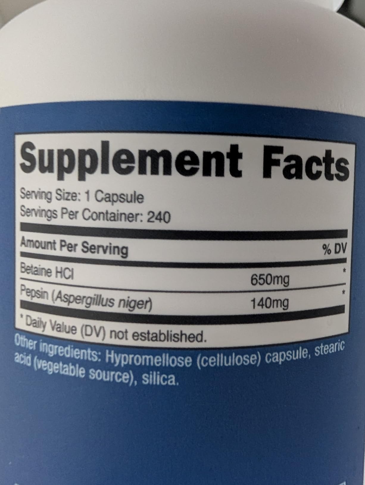 Nutricost Betaine HCl + Pepsin 790mg, 240 Capsules - Vegetarian & GMO Free customer photo 1