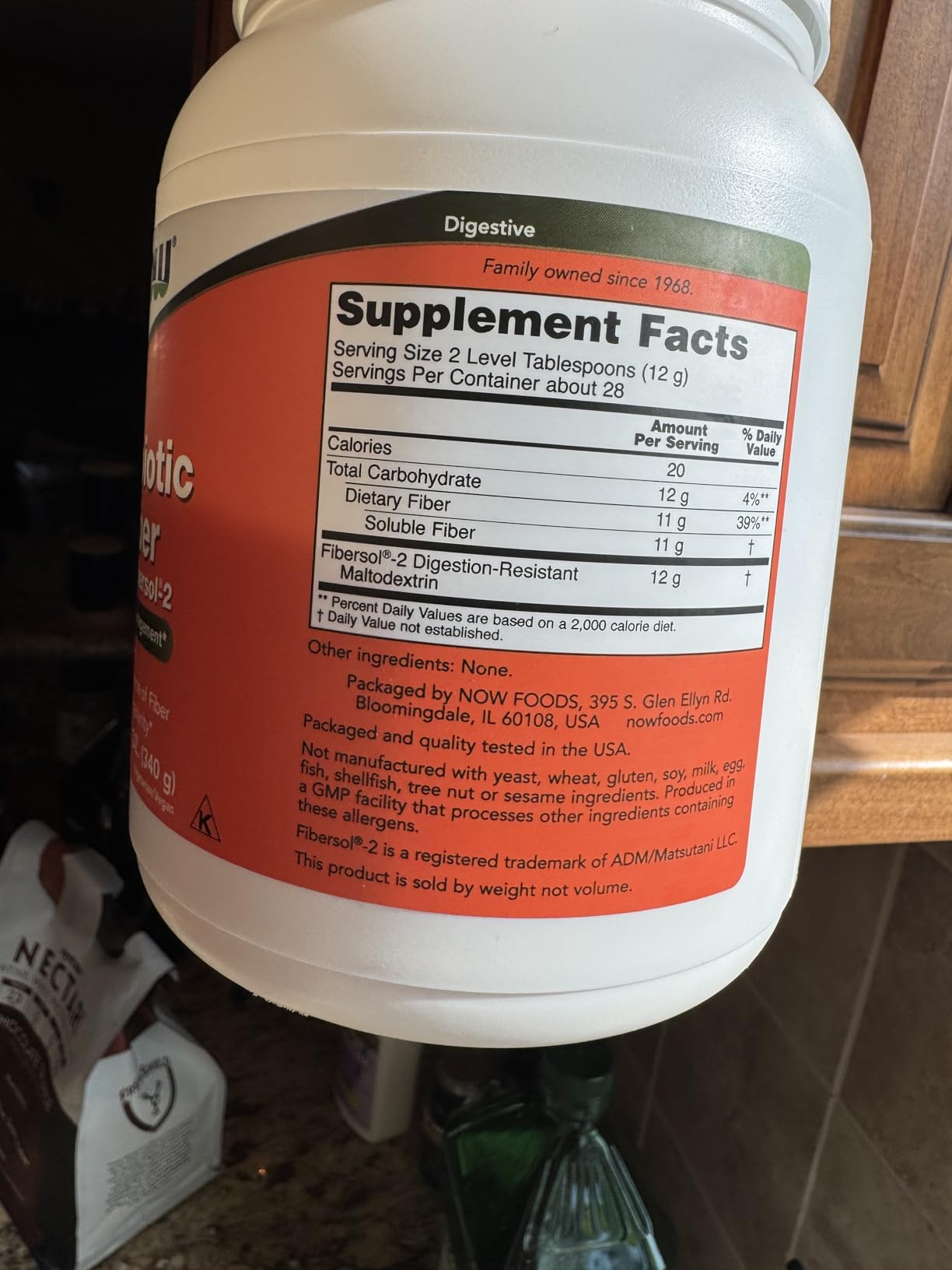NOW Foods Supplements, Prebiotic Fiber with Fibersol-2, derived from Non-GMO corn, Powder, 12-Ounce customer photo 2