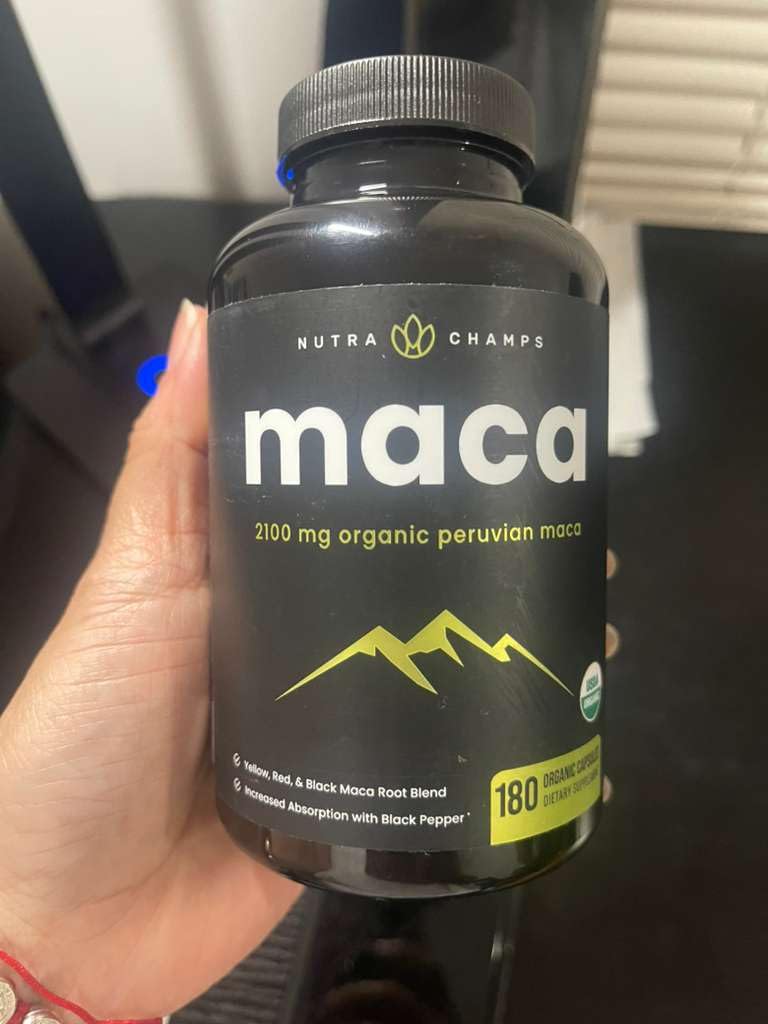 NutraChamps USDA Organic Maca Root Capsules for Women & Men, 2100mg, 180 Capsules, Black, Red & Yellow, Peruvian Maca Peruana, Extra Strength Pure Premium Gelatinized Root Powder Supplement customer photo 1