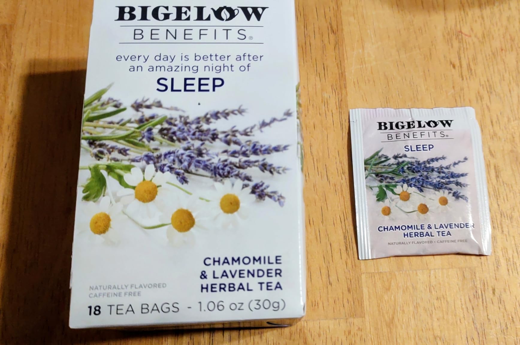 Bigelow Benefits Sleep Chamomile Lavender Herbal Tea, Caffeine Free, 18 Count (Pack of 6), 108 Total Tea Bags customer photo 1
