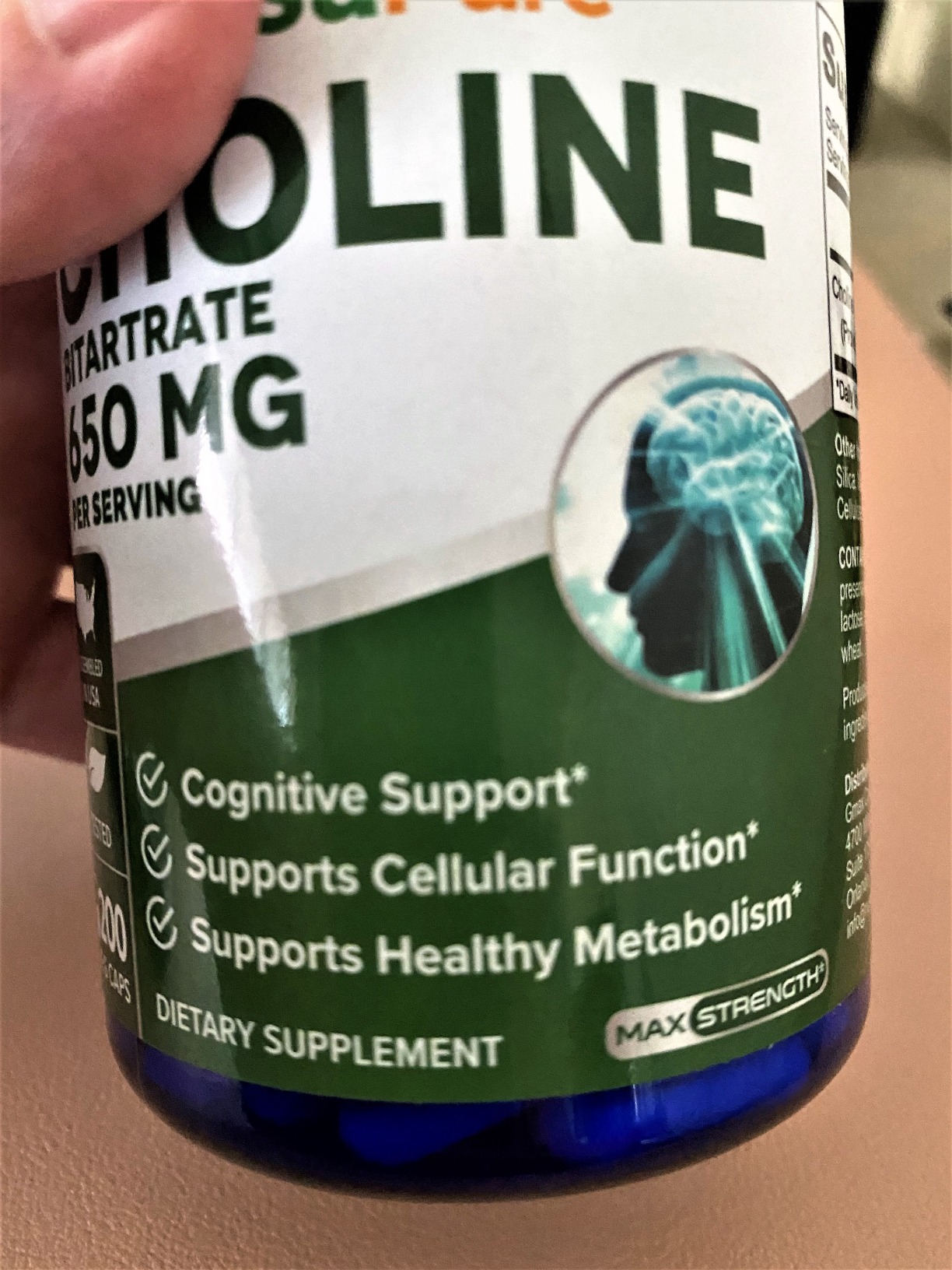 NusaPure Choline Bitartrate - Suitable for Vegetarian/Vegan, Non-GMO - 650 mg 200 Capsules customer photo 2