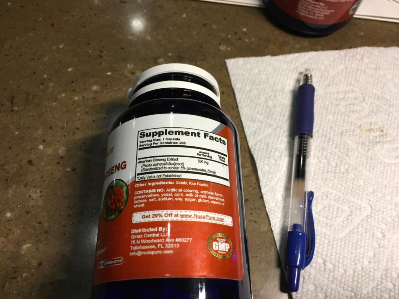 NusaPure American Ginseng Capsules, 500 mg, 200 Veg Capsules (Non-GMO, Vegan) customer photo 1