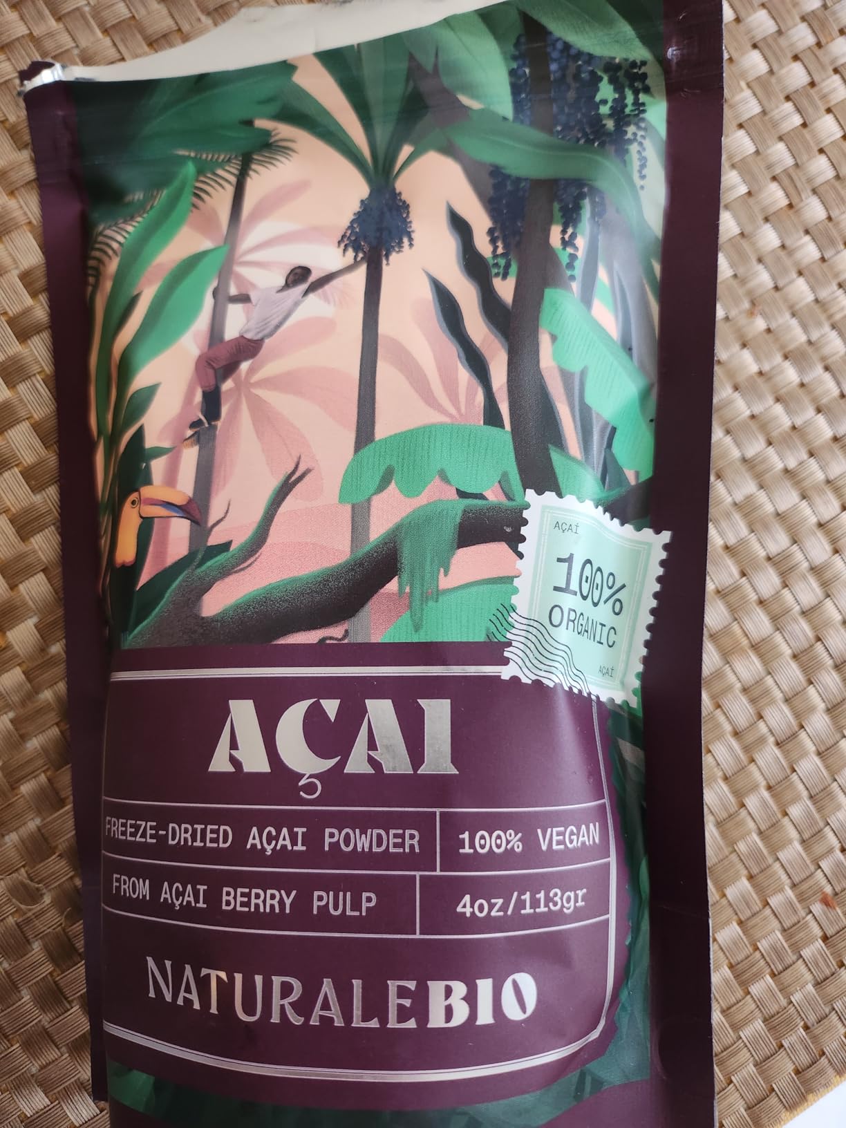 NaturaleBio Acai Powder Organic 4oz - Freeze Dried - Pure Organic Acai Berry Powder (Freeze-Dried) from Brazil, Dried, Raw Food and Extract of Pulp of Acai Berry Fruit customer photo 1